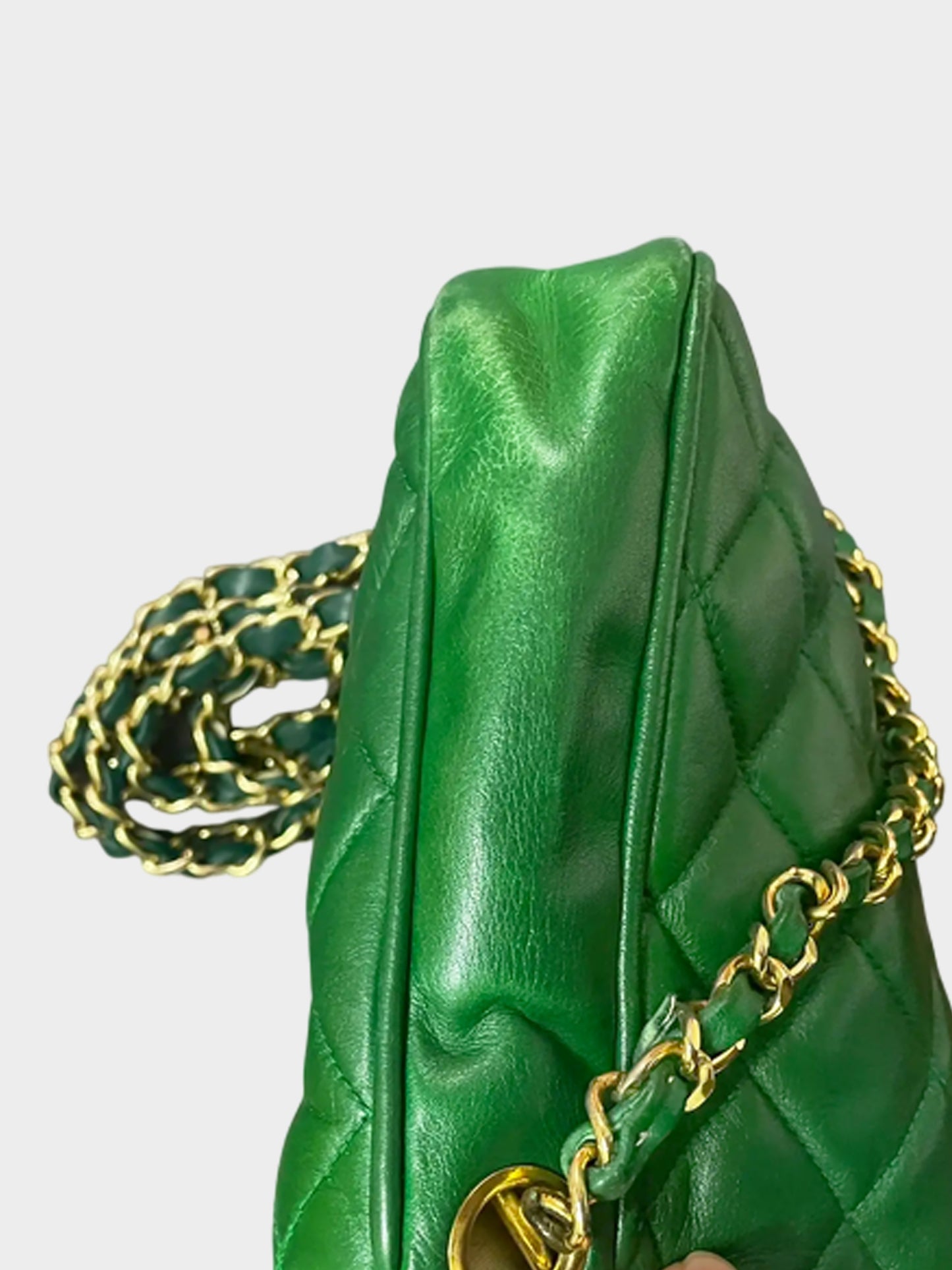 Chanel 2000s Rare Emerald Green Quilted Leather Mini Crossbody Bag