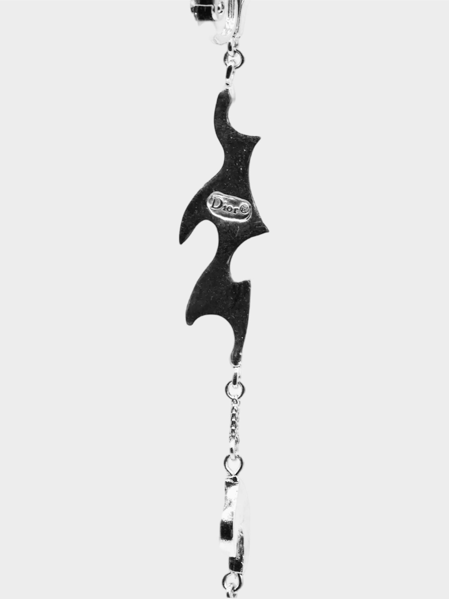 Christian Dior by John Galliano 2000s Silver Tribal Motif Drop Earrings