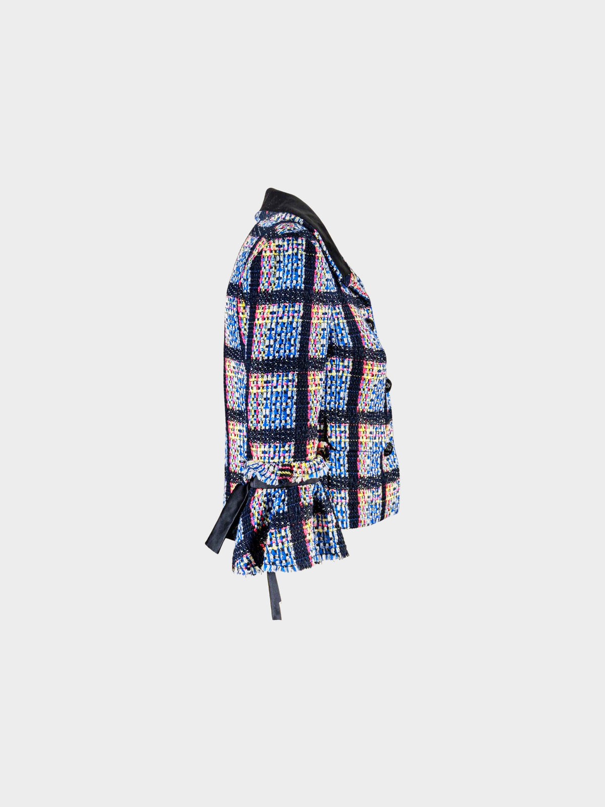 Chanel SS 2009 Multicolored Cotton and Tweed Check Pattern Jacket