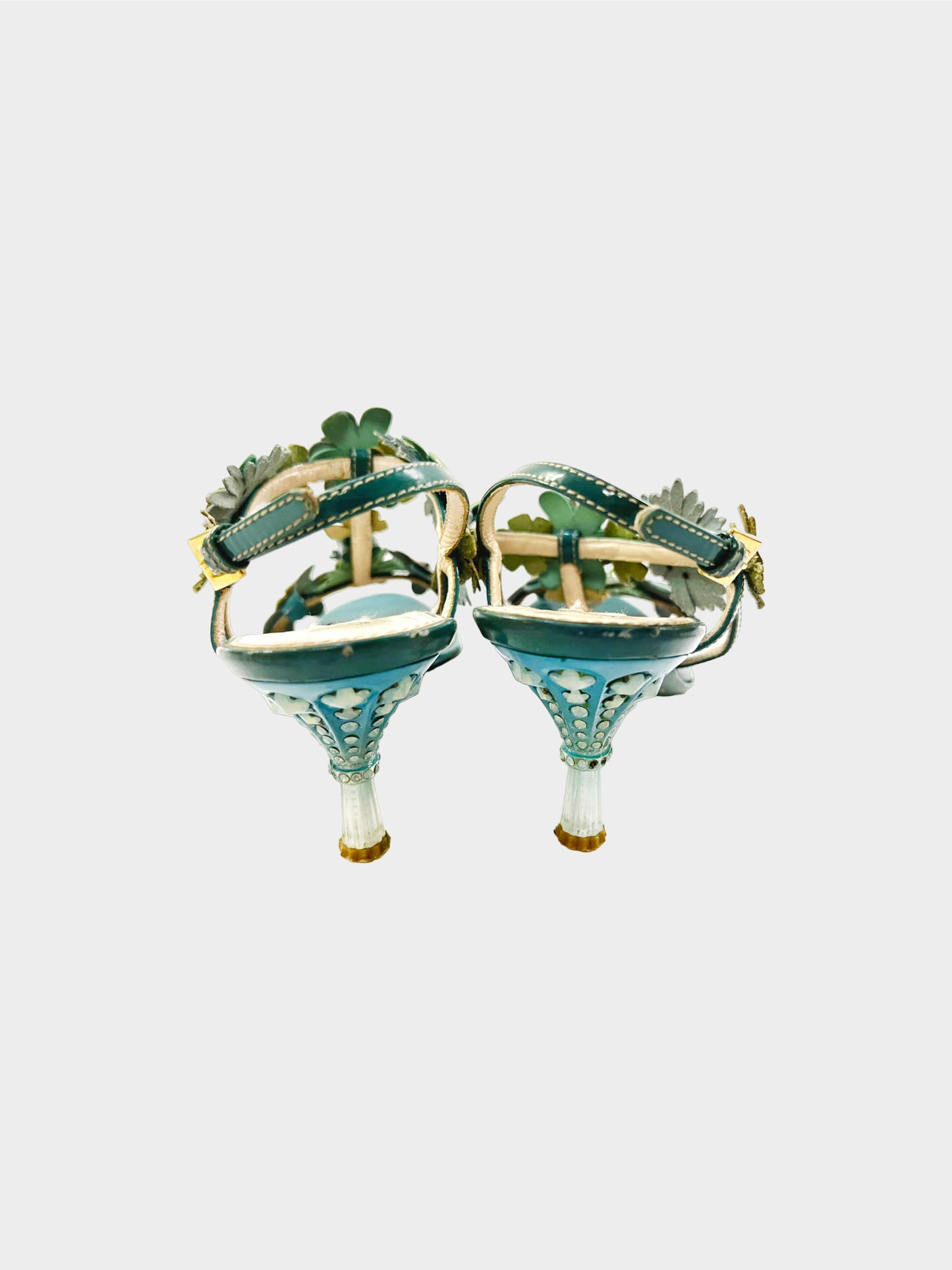 Prada 2000s Limited Edition Green Floral Heels