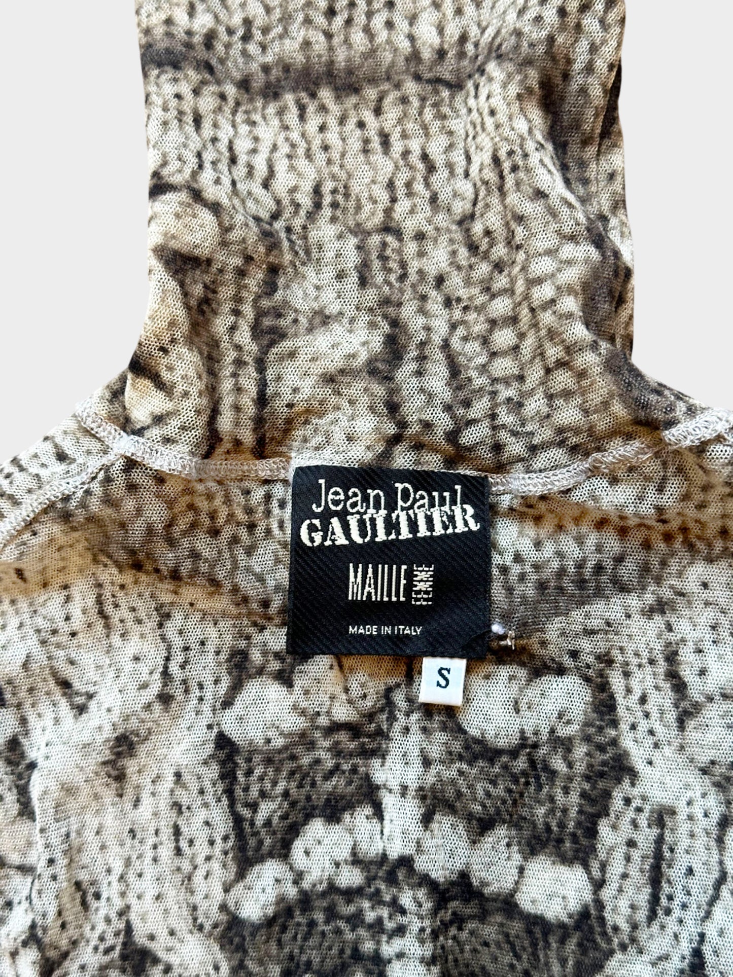 Jean Paul Gaultier 2000s Illusion Cable Knit Printed Mesh High Neck Top and Cardigan Set