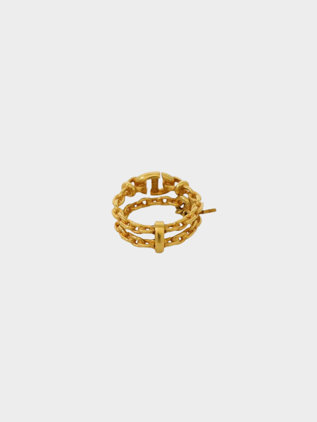 Christian Dior 2000s Gold Double Pearl Logo Ring