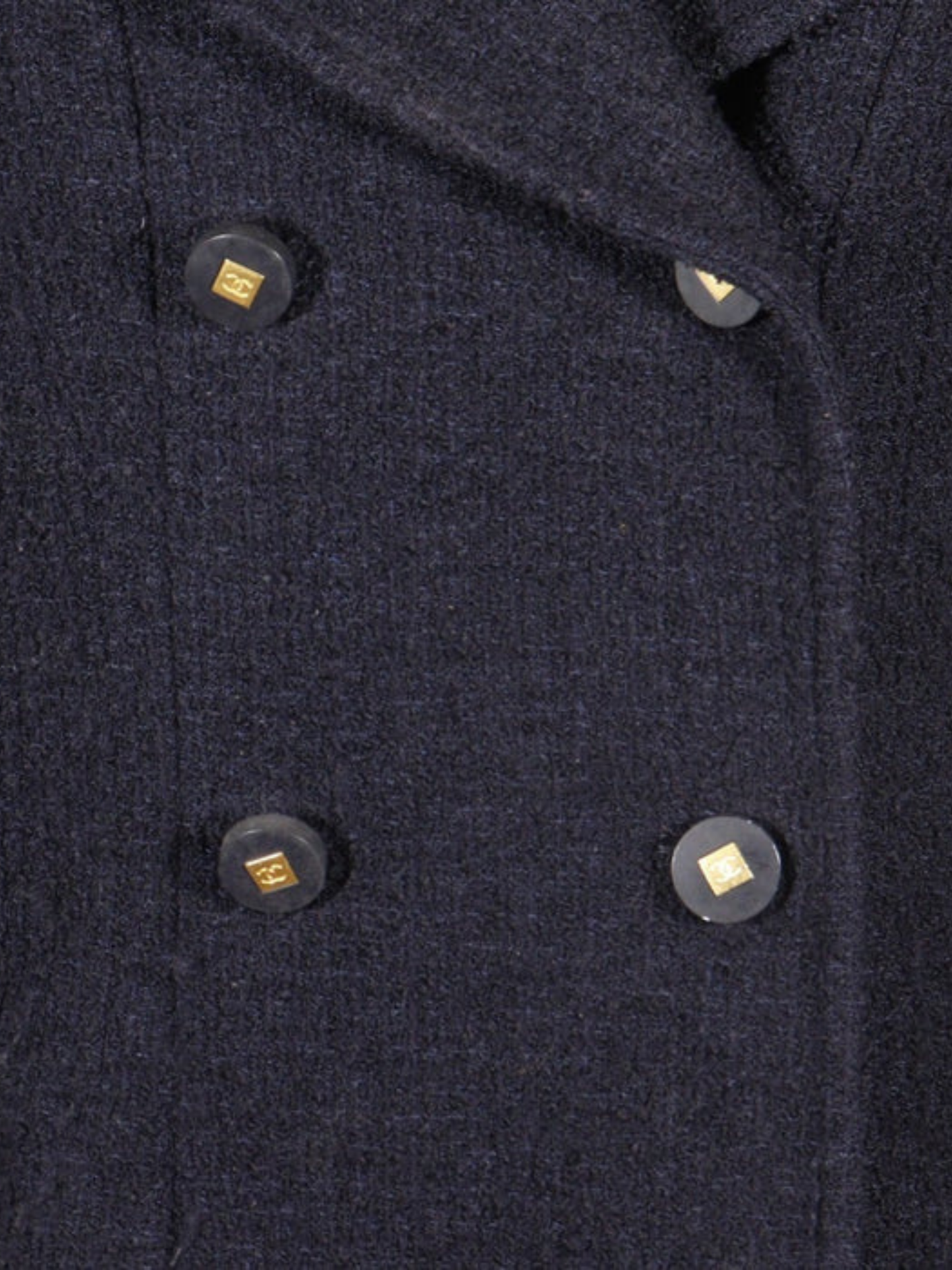 Chanel 1996 Navy Tweed Double Breasted Jacket