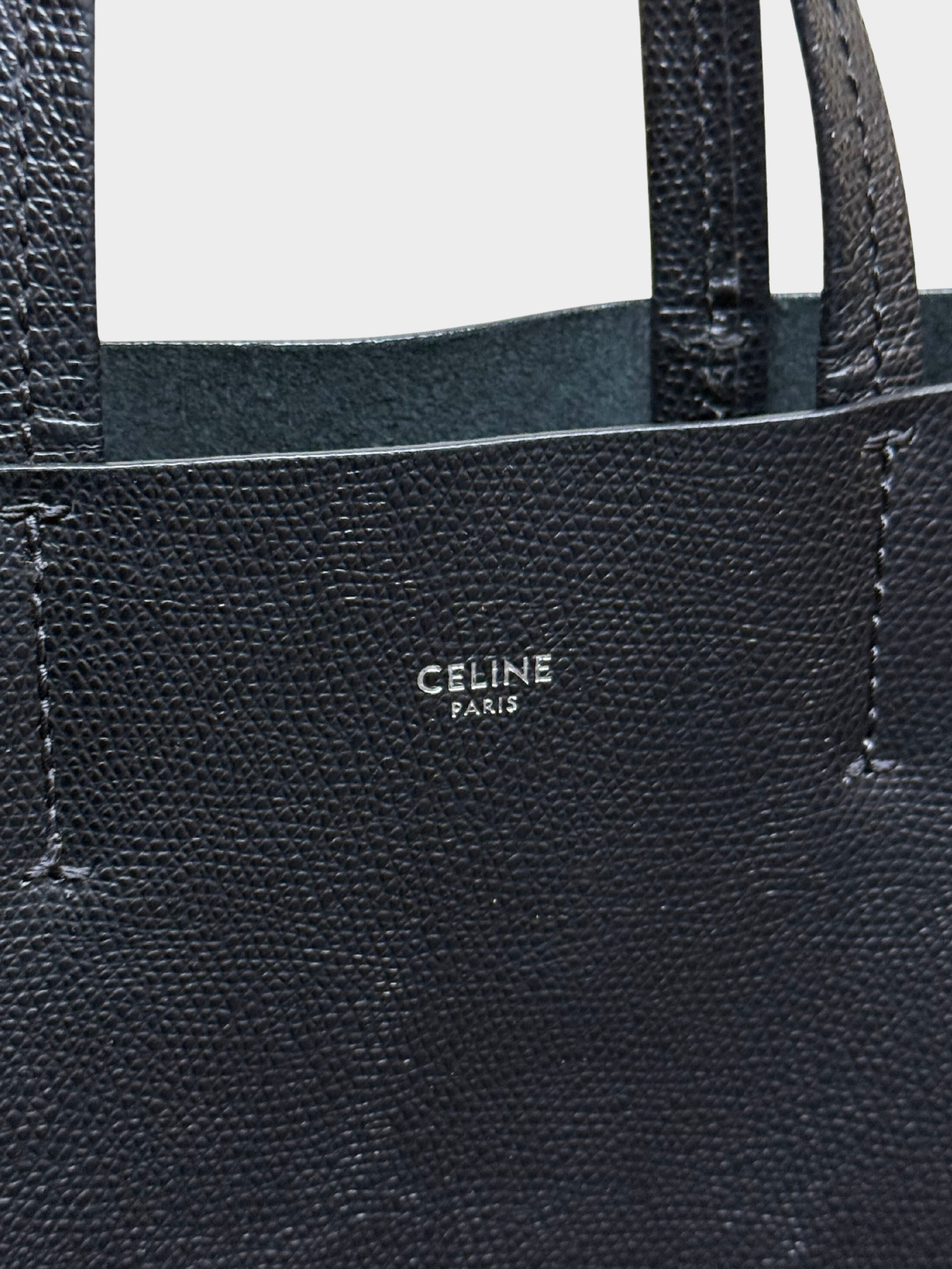 Celine 2020s Black Grained Calfskin Small Vertical Cabas Tote Bag