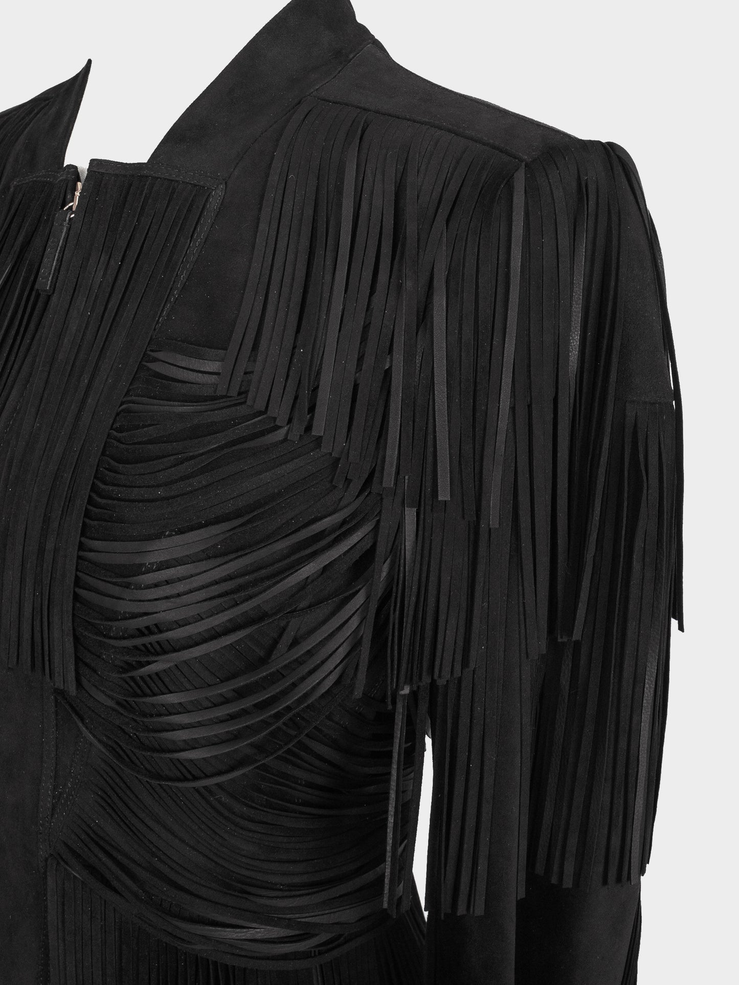 Gucci SS 2011 Black Suede Fringed Jacket