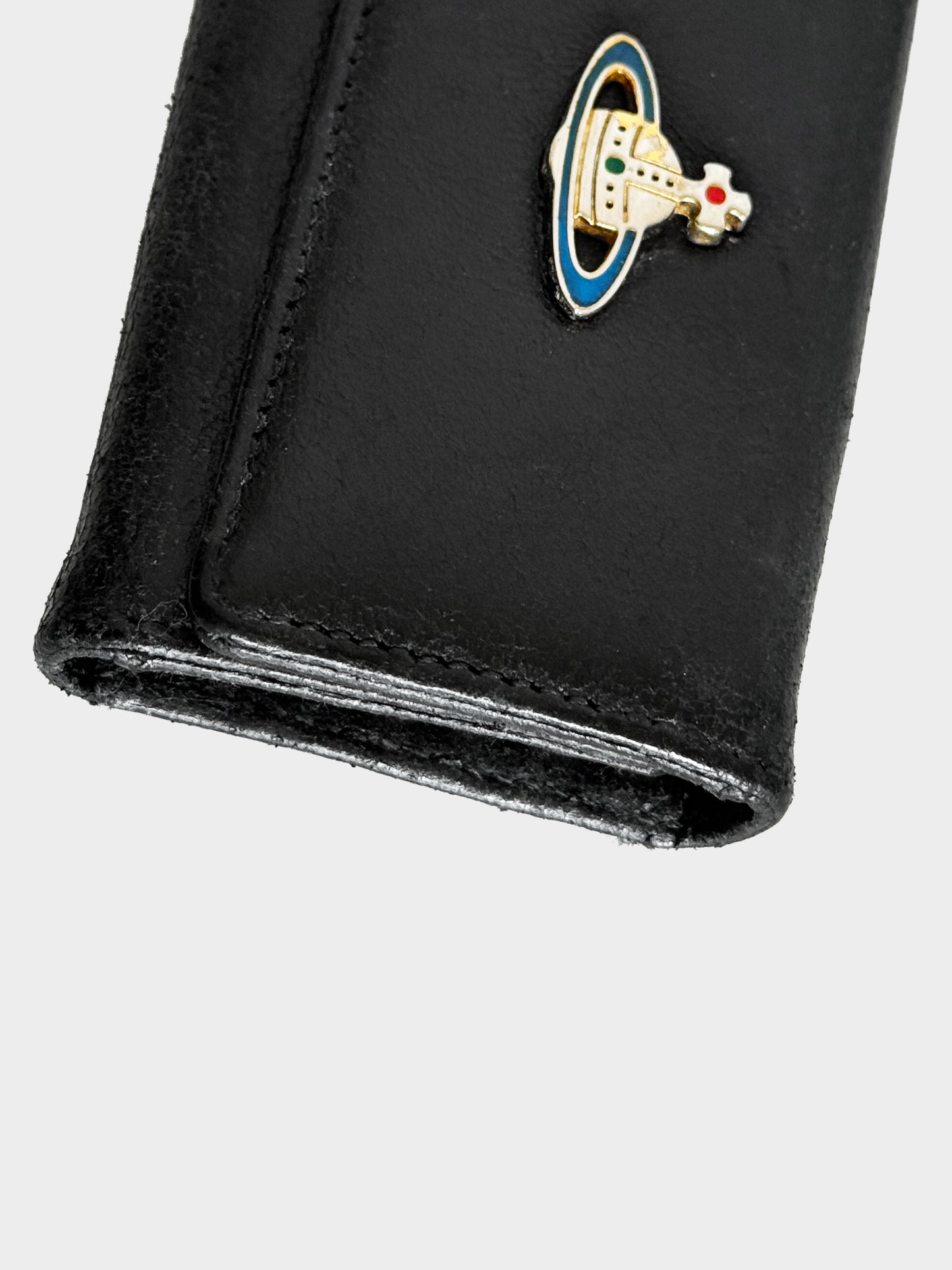 Vivienne Westwood 2000s Black Leather Orb Key Case