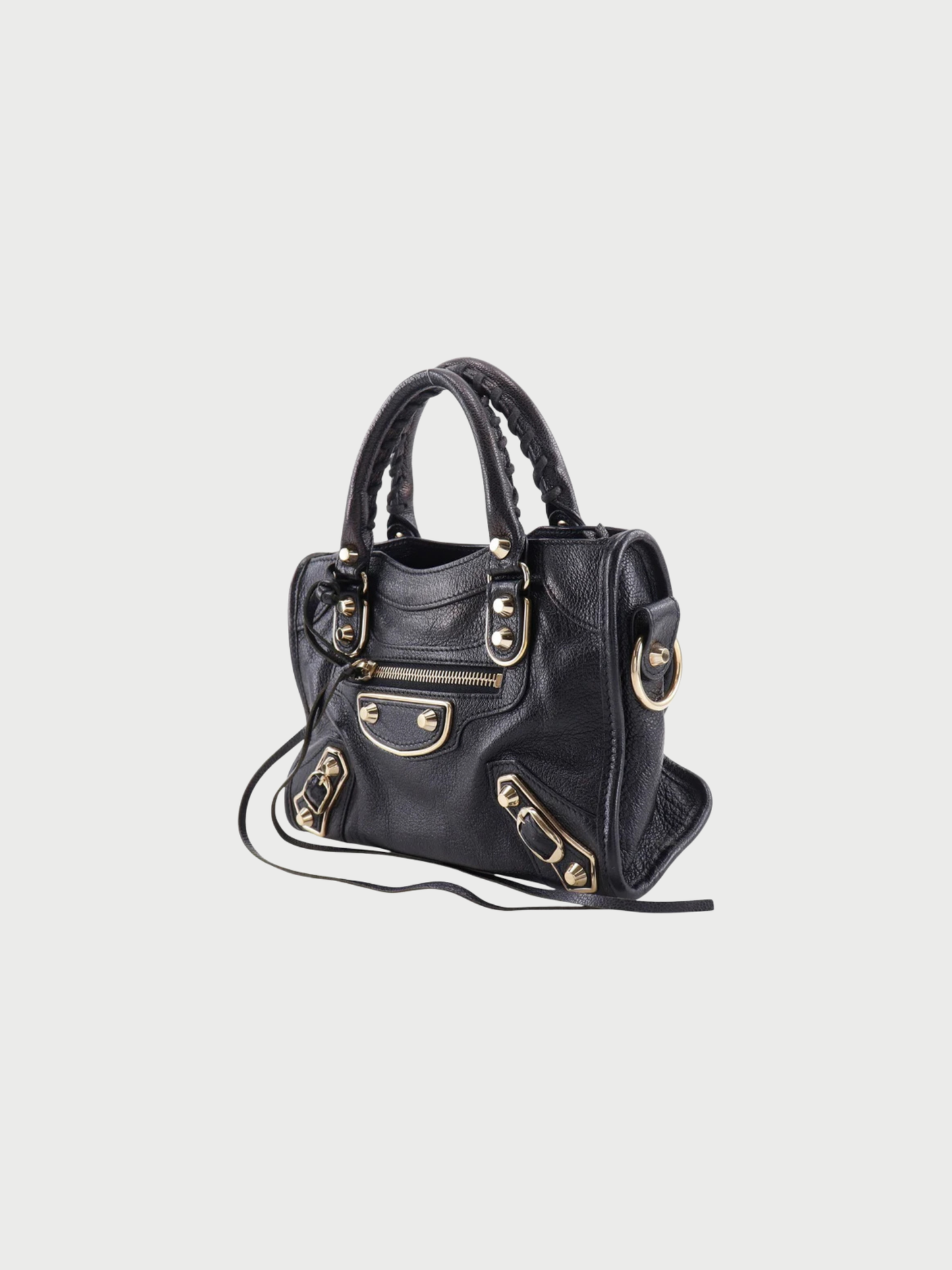 Balenciaga 2010s Black Leather Giant Mini City Handbag