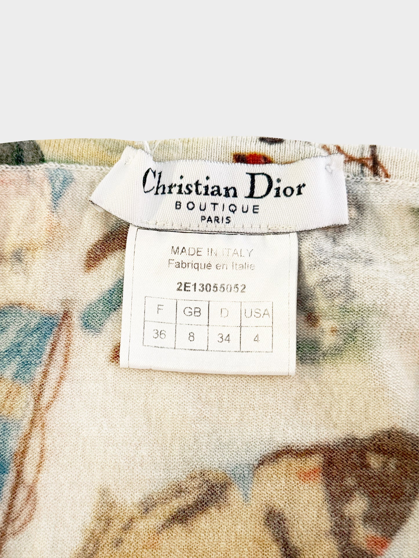 Christian Dior by John Galliano SS 2002 White Stamp Print Top