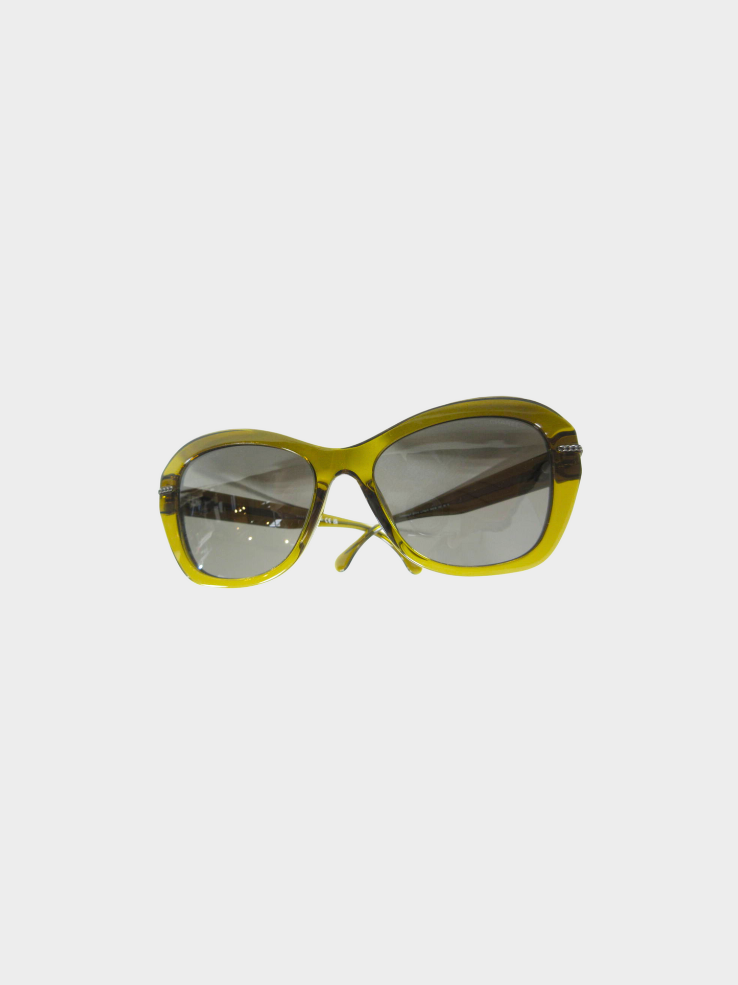 Chanel 2000s Khaki CC Butterfly Chain Detail Sunglasses