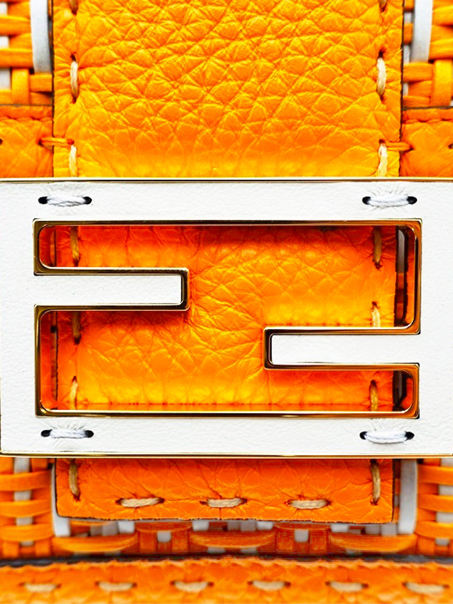 Fendi SS 2021 Orange Woven Baguette