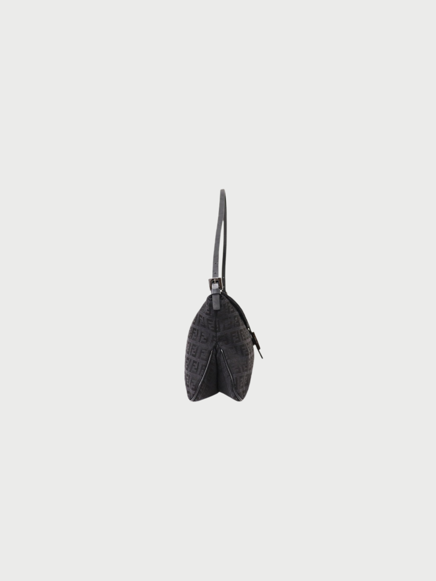 Fendi 2000s Black Zucchino Canvas Leather Mamma Baguette Bag