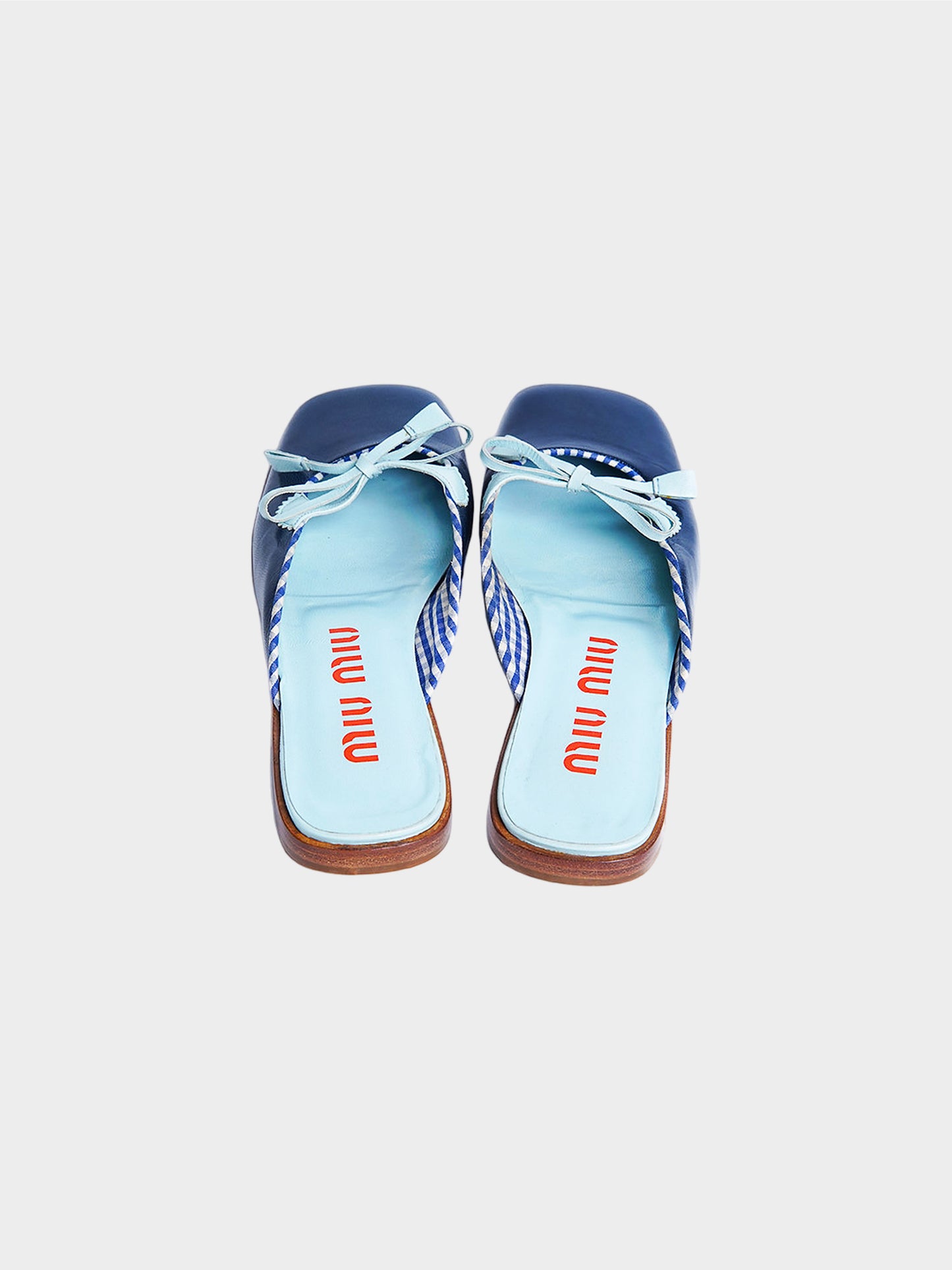 Miu Miu SS 2000 Blue Plaid Leather Flats