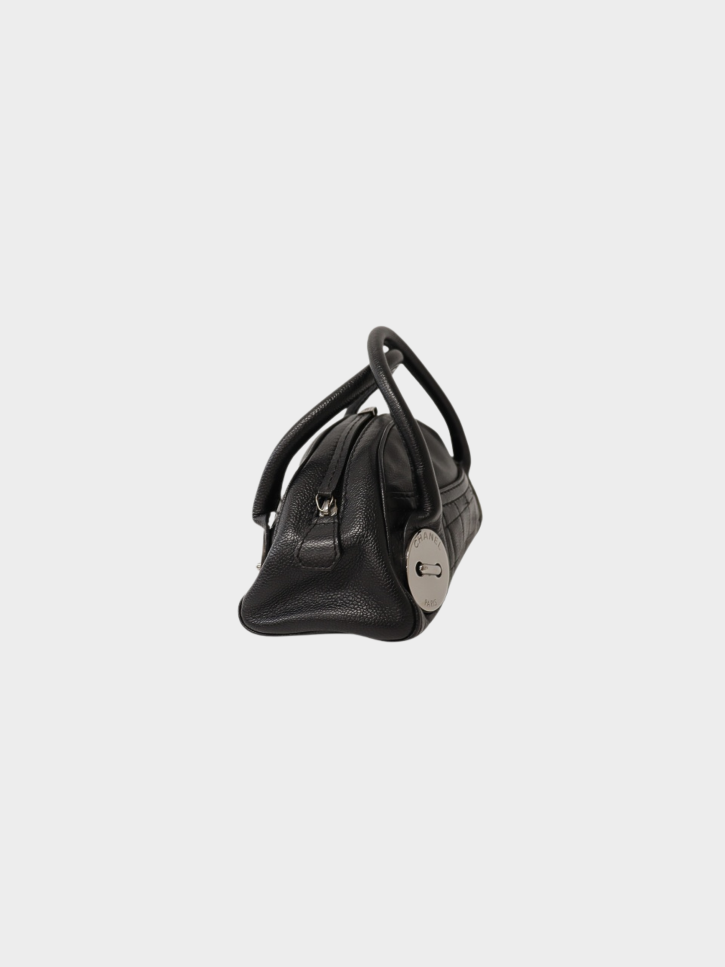 Chanel 2000s Black Lambskin Chocolate Bar Mini Boston Bag