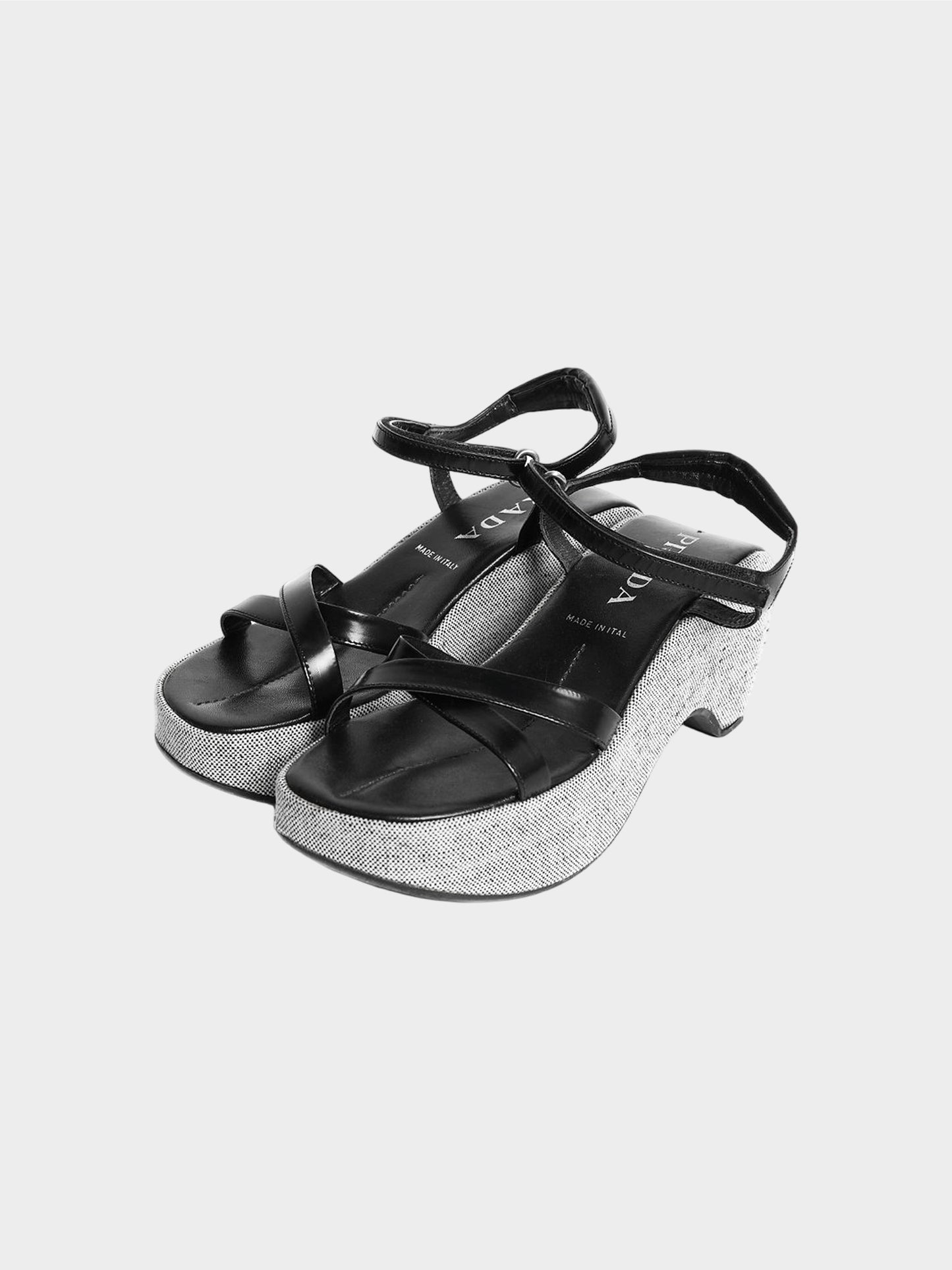 Prada SS 1999 Black and Grey Platform Sandals