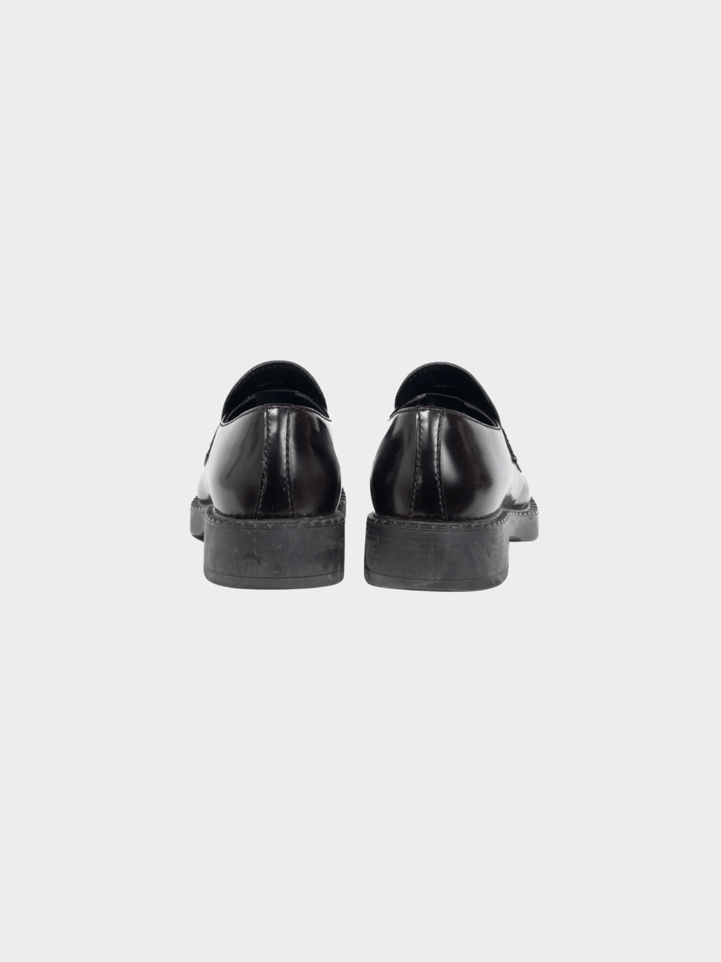 Prada 2010s Chocolate Logo-Plaque Leather Loafers