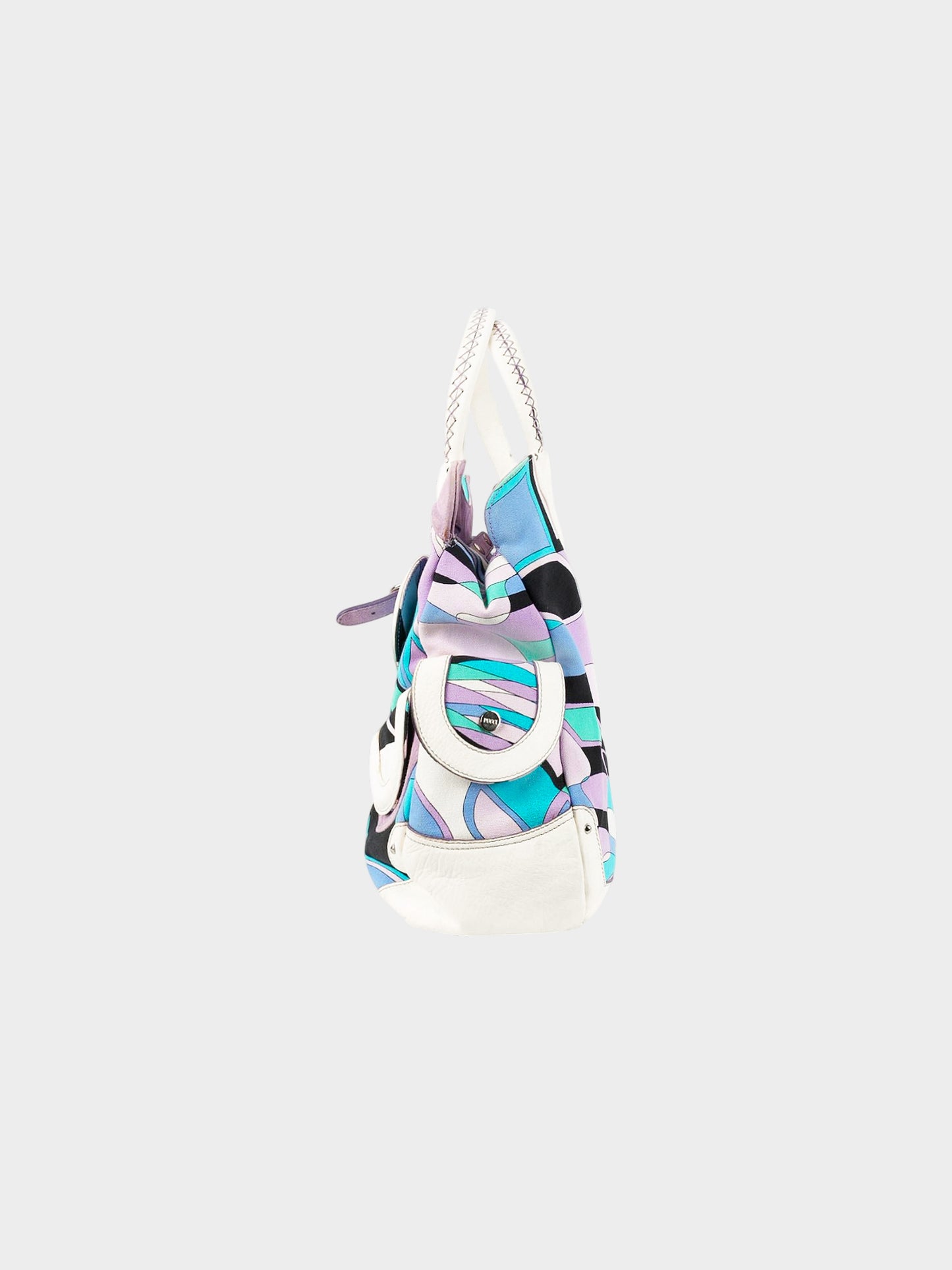 Emilio Pucci 1990s Psychedelic Print Canvas and Leather Bag