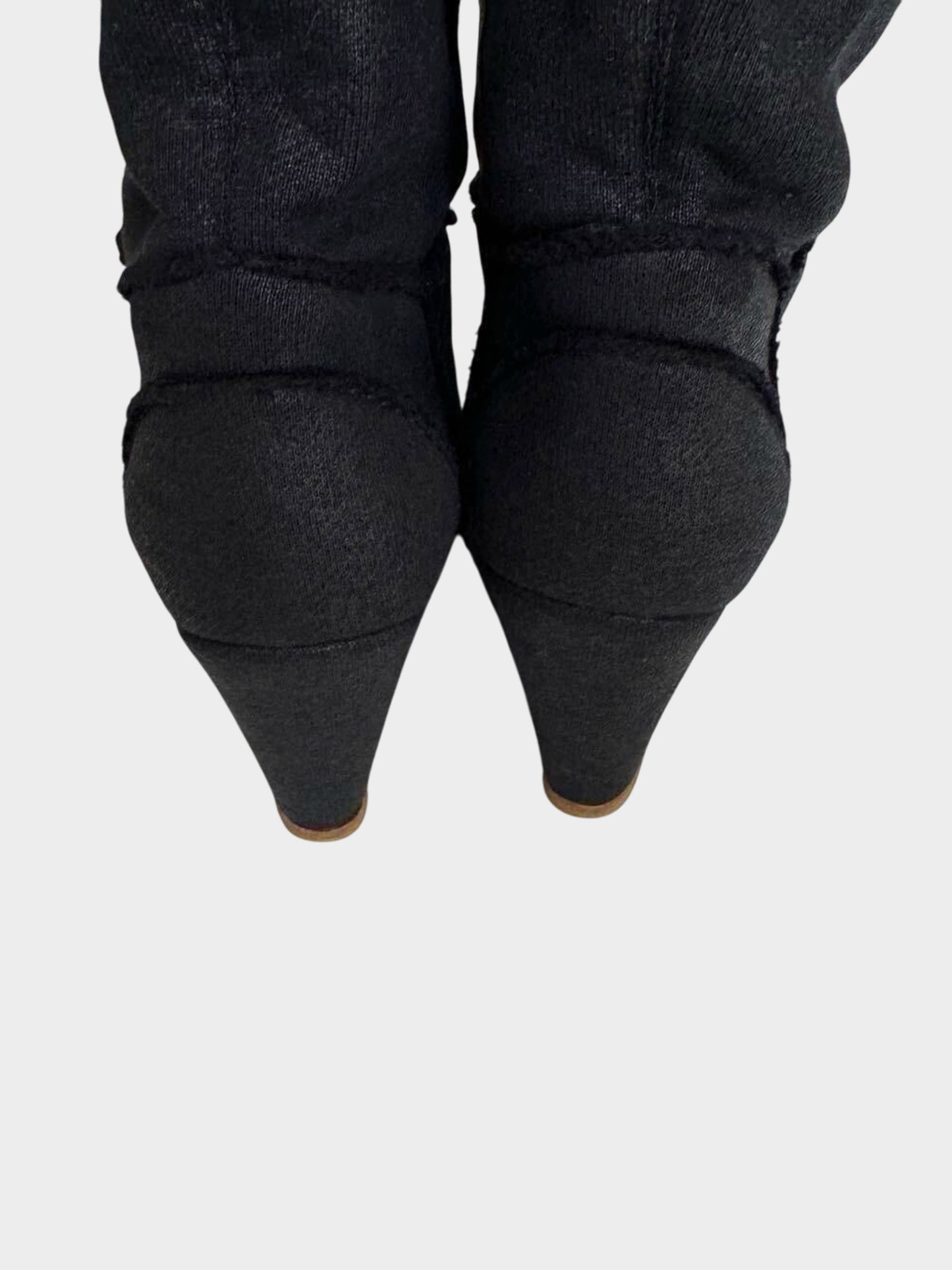 Chanel Resort 2008 Black Waxed Cotton Peep-toe Boots