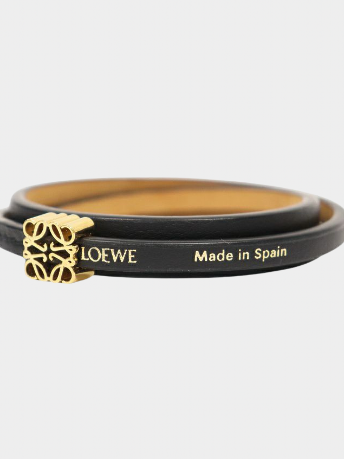 Loewe 2000s Black Leather Anagram Bracelet
