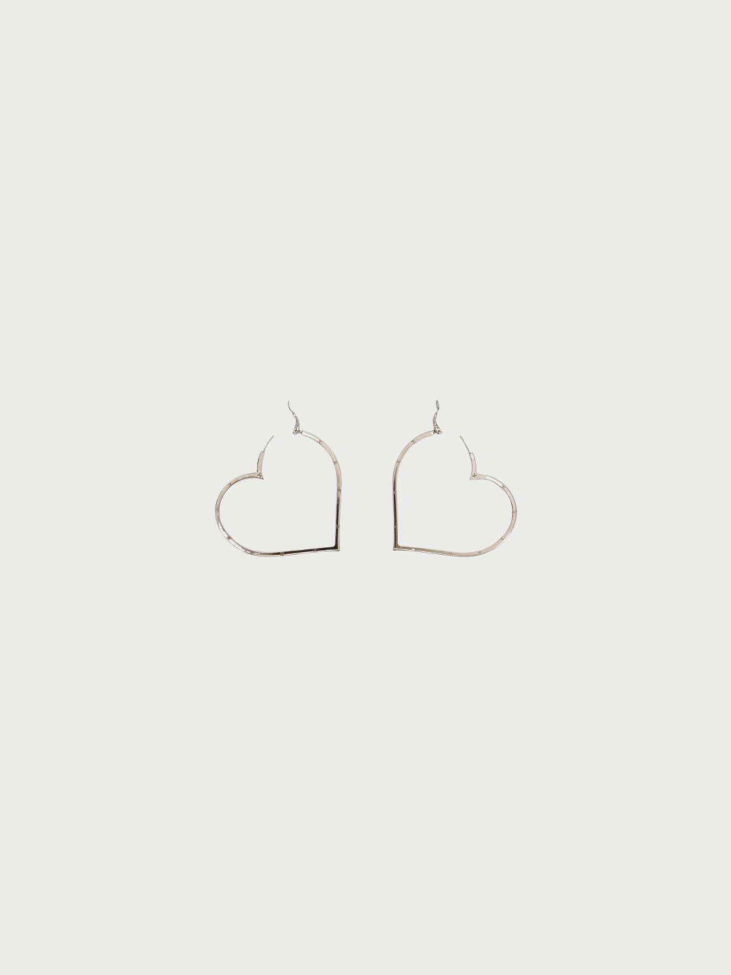 Chanel 2000s Silver Plated Metal Coco Heart Hoop Earrings