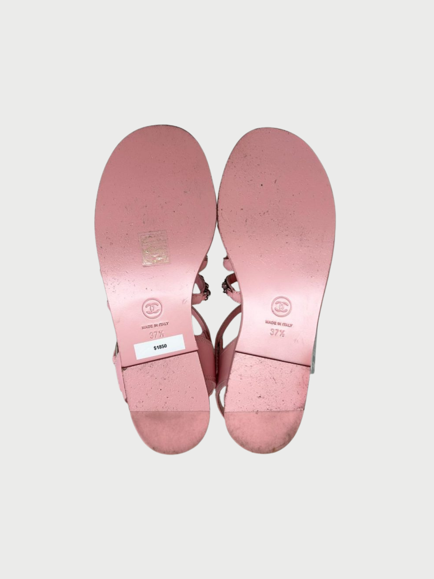 Chanel SS 2021 Pink Leather Multi Strap Chain Sandals