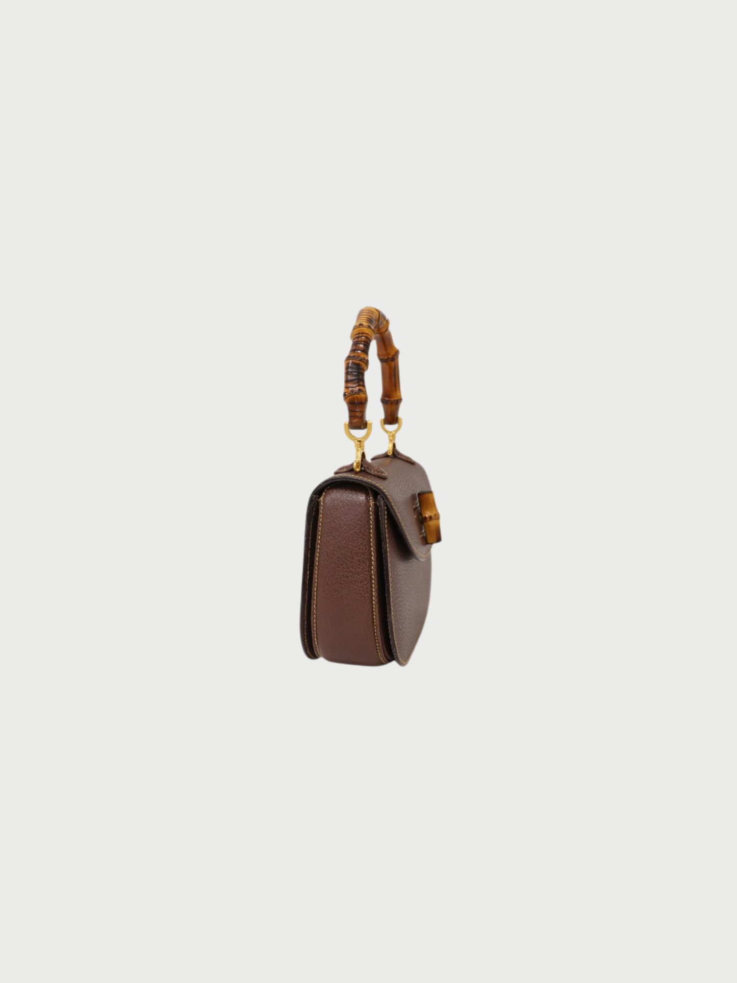 Gucci 2000s Brown Leather Bamboo Turn Lock Handbag