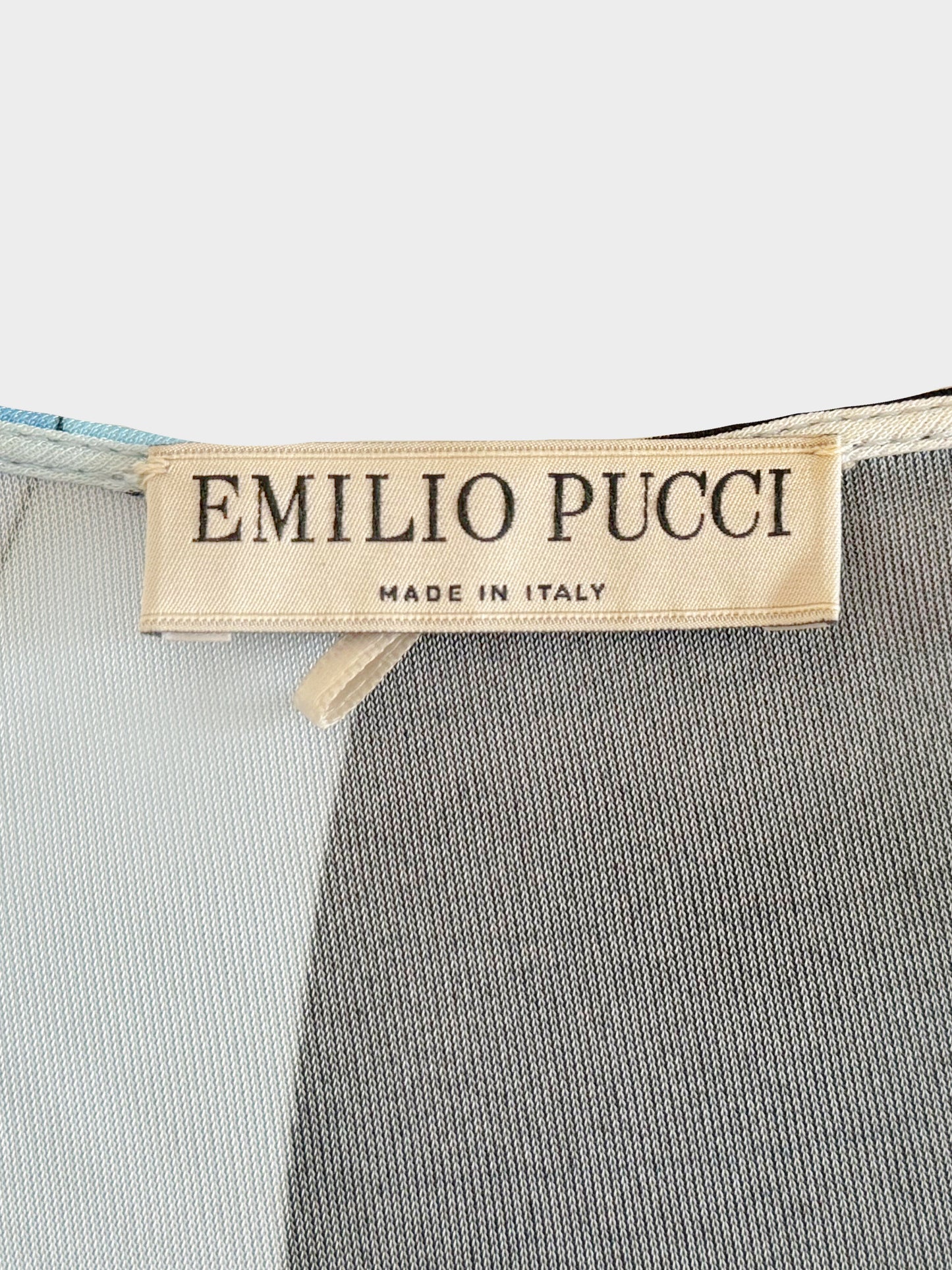 Emilio Pucci 2010s Blue and Black Geometric Print Long-sleeved Top