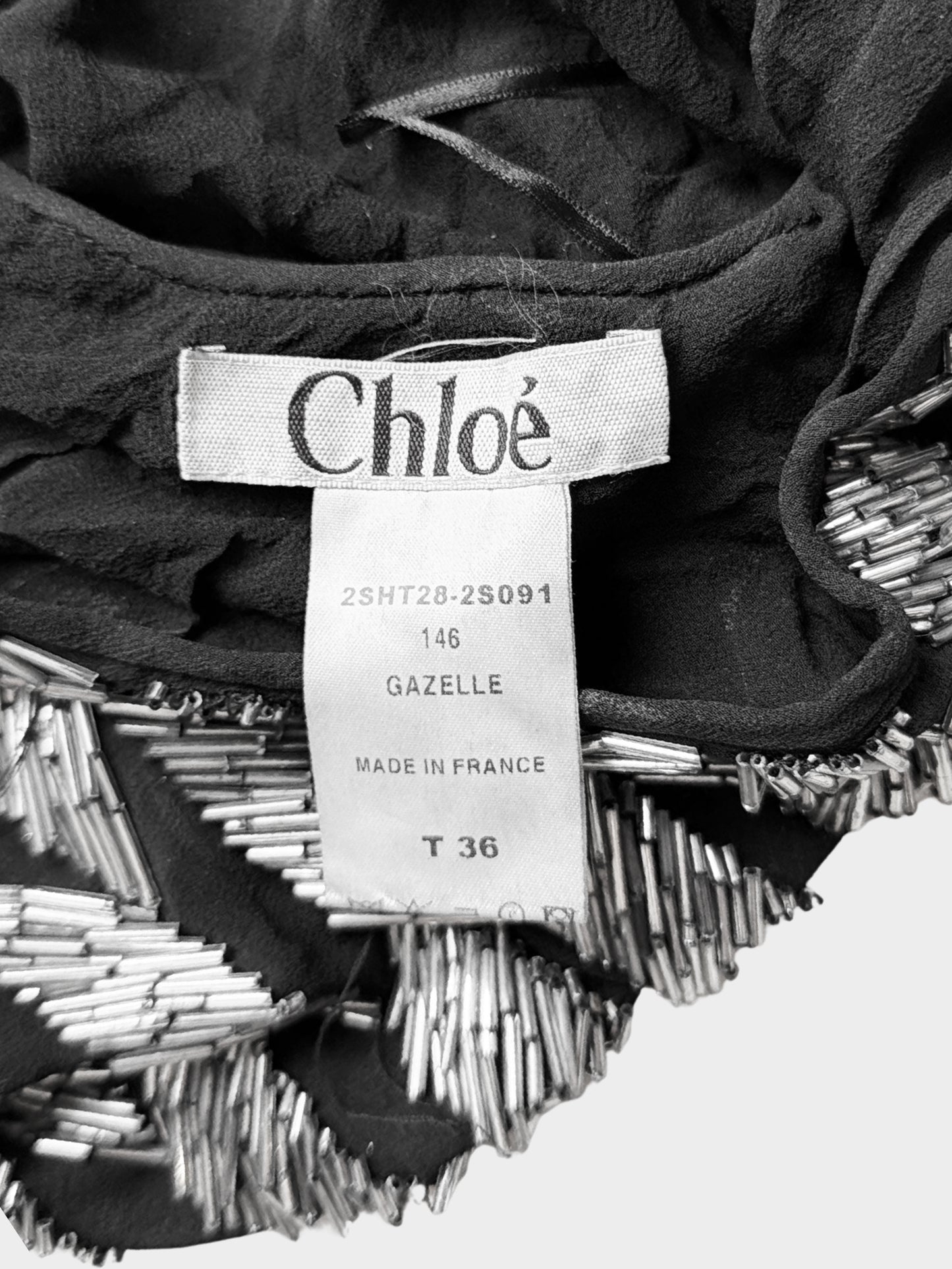 Chloe SS 2002 Rare Black and Silver Beaded Halter Neck Backless Top
