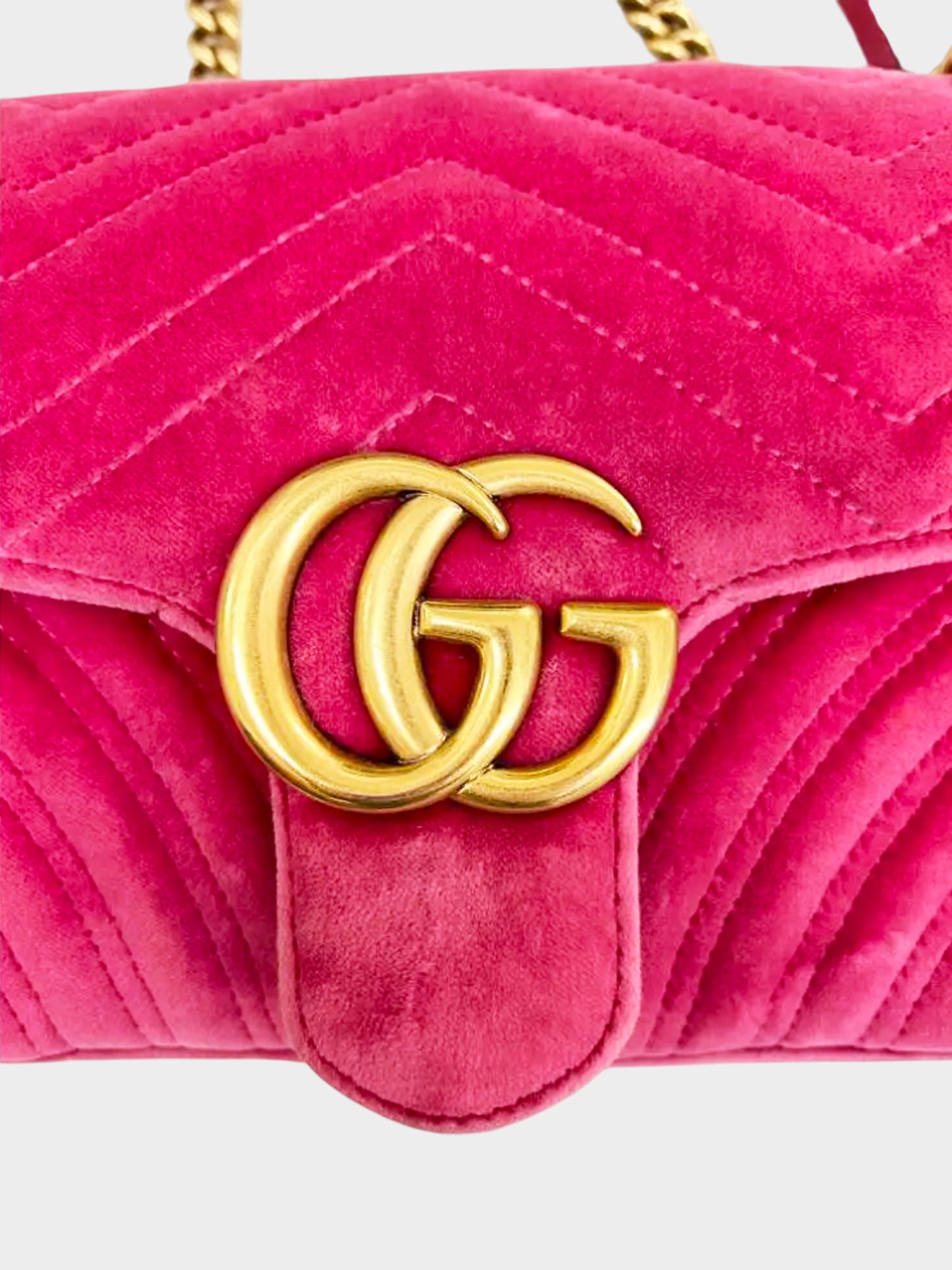 Gucci 2010s Pink Velvet Marmont Matelasse GG Small Shoulder Bag