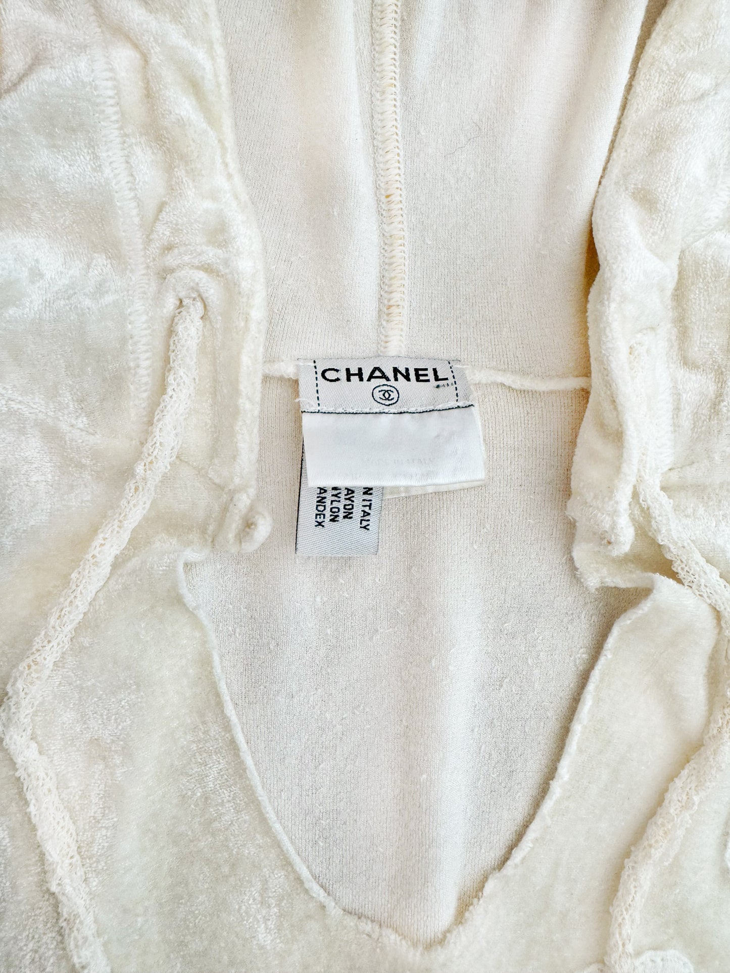 Chanel Fall 2004 Light Beige CC Camellia Velour Hoodie