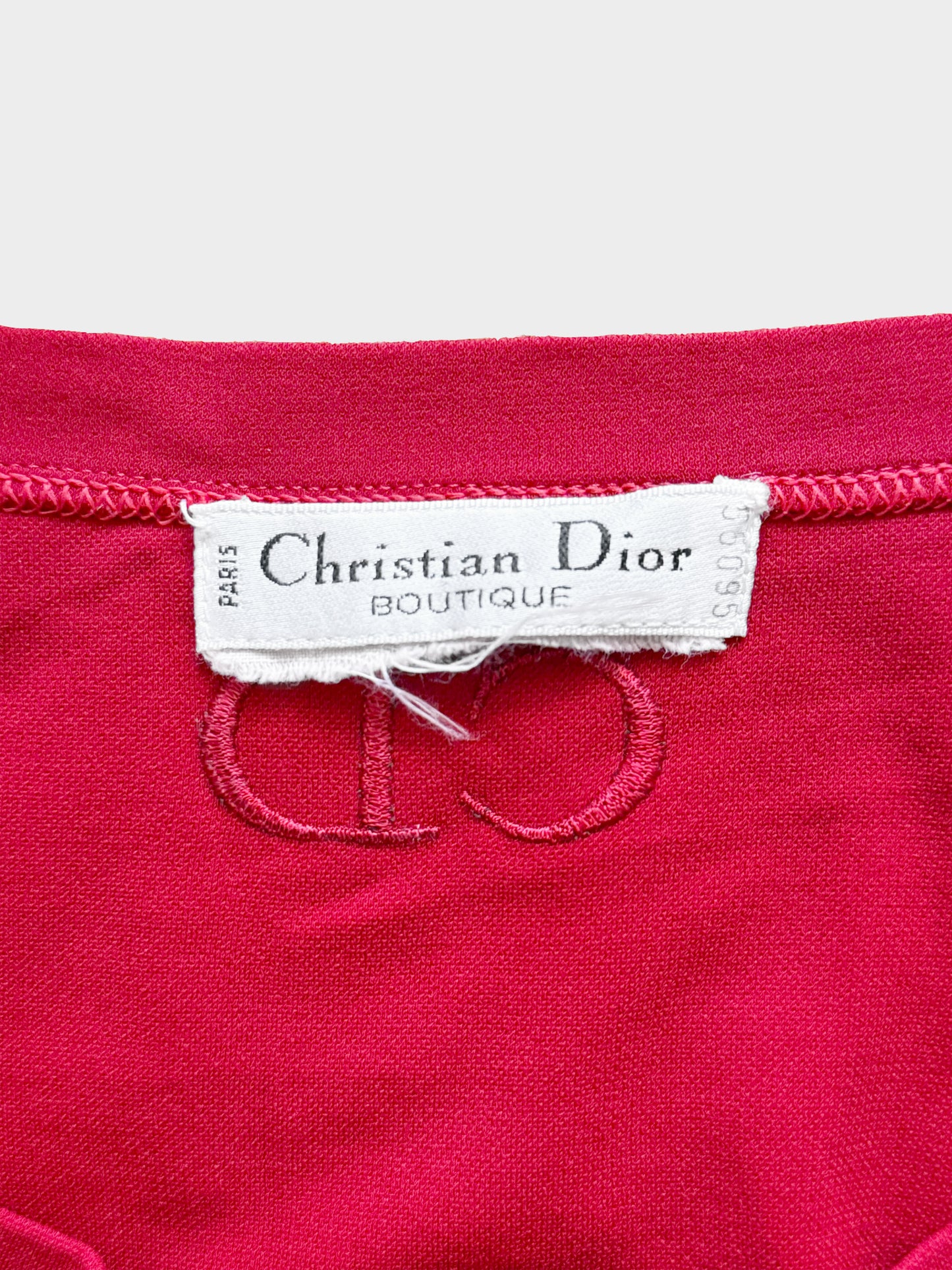 Christian Dior 2000s Red Fitted Long Sleeve Top
