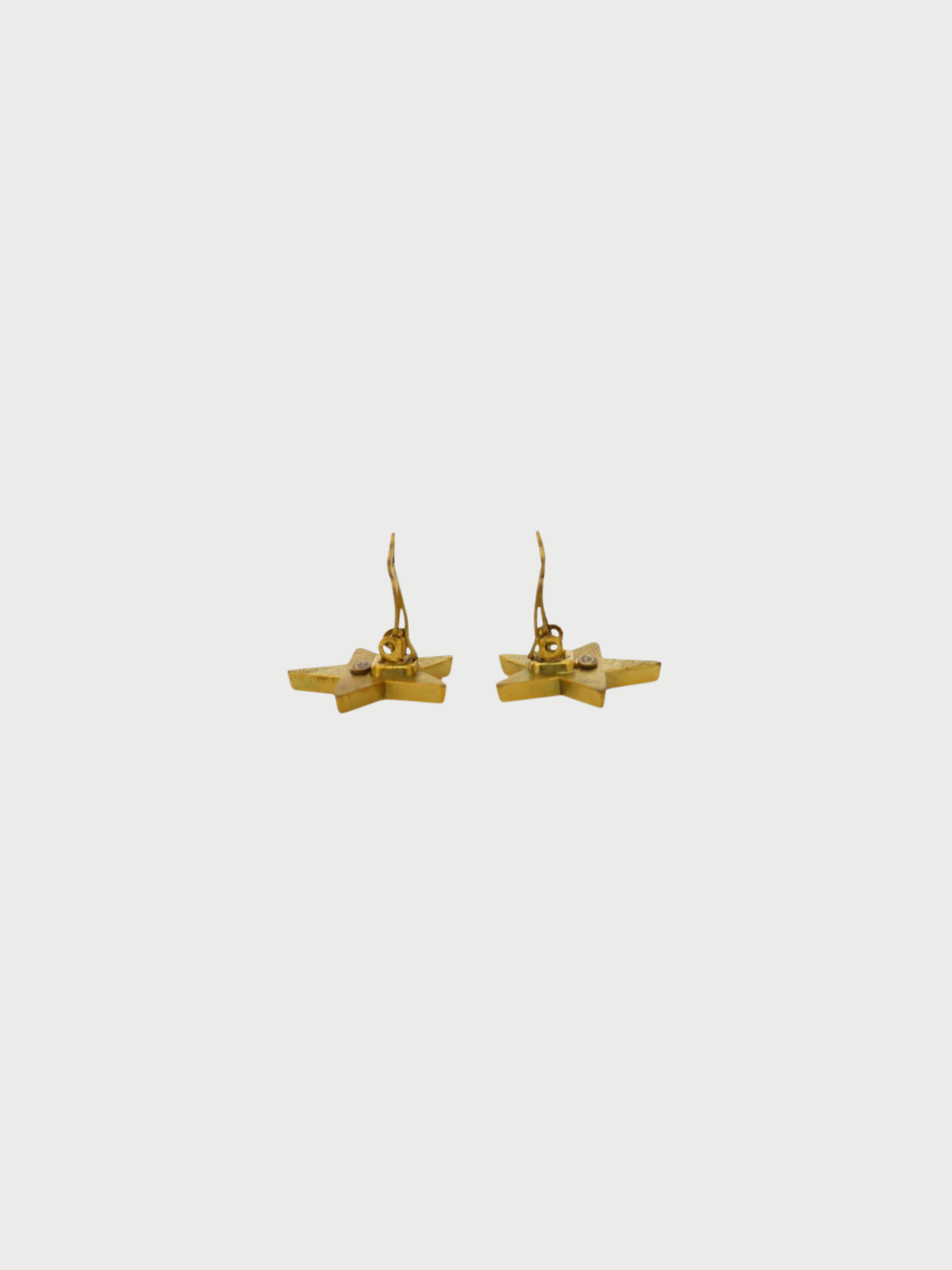Chanel 2000s Green Gold Plated Metal Coco Star Earrings