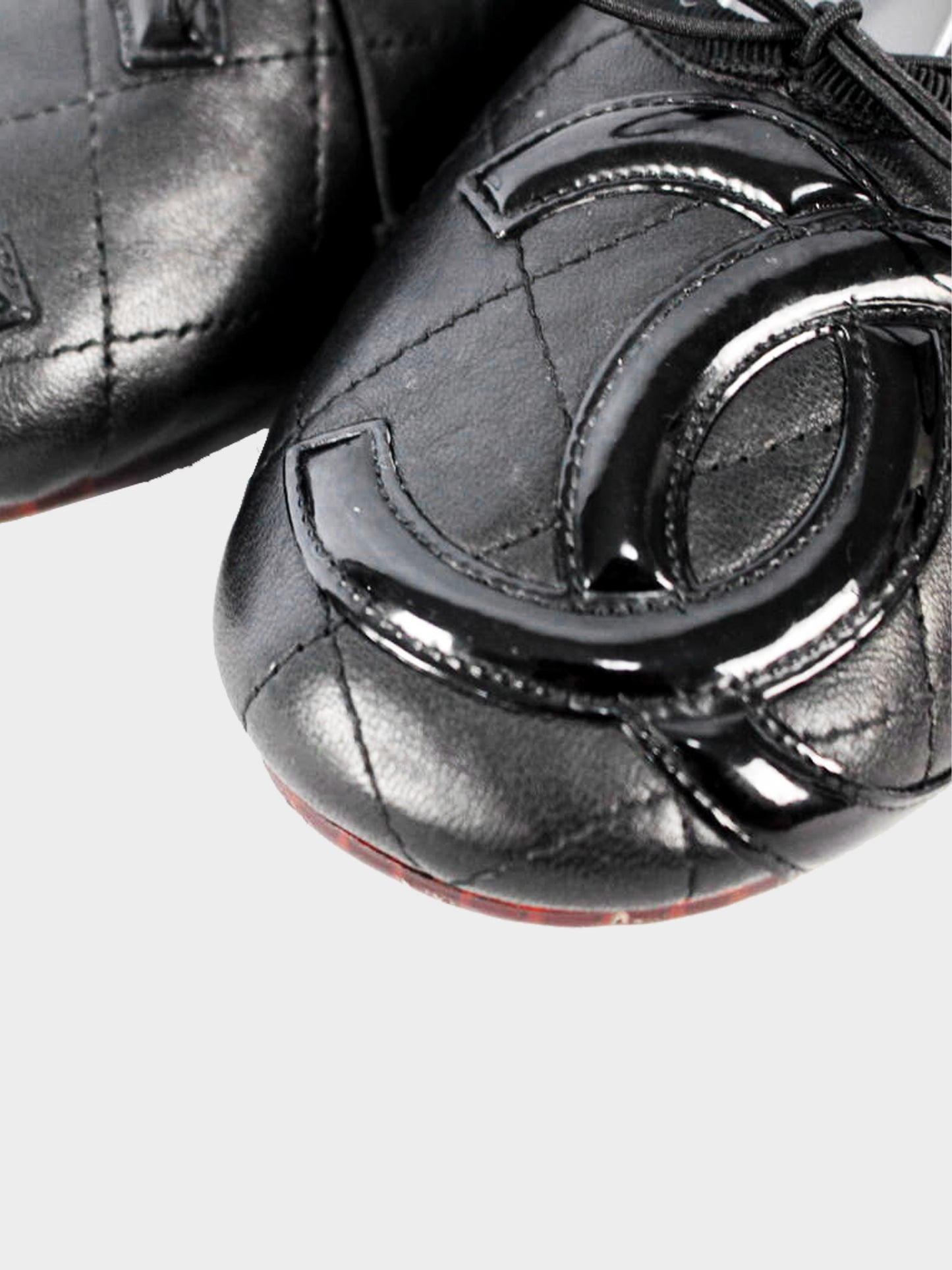 Chanel FW 2010 Black Leather Cambon Ballet Flats