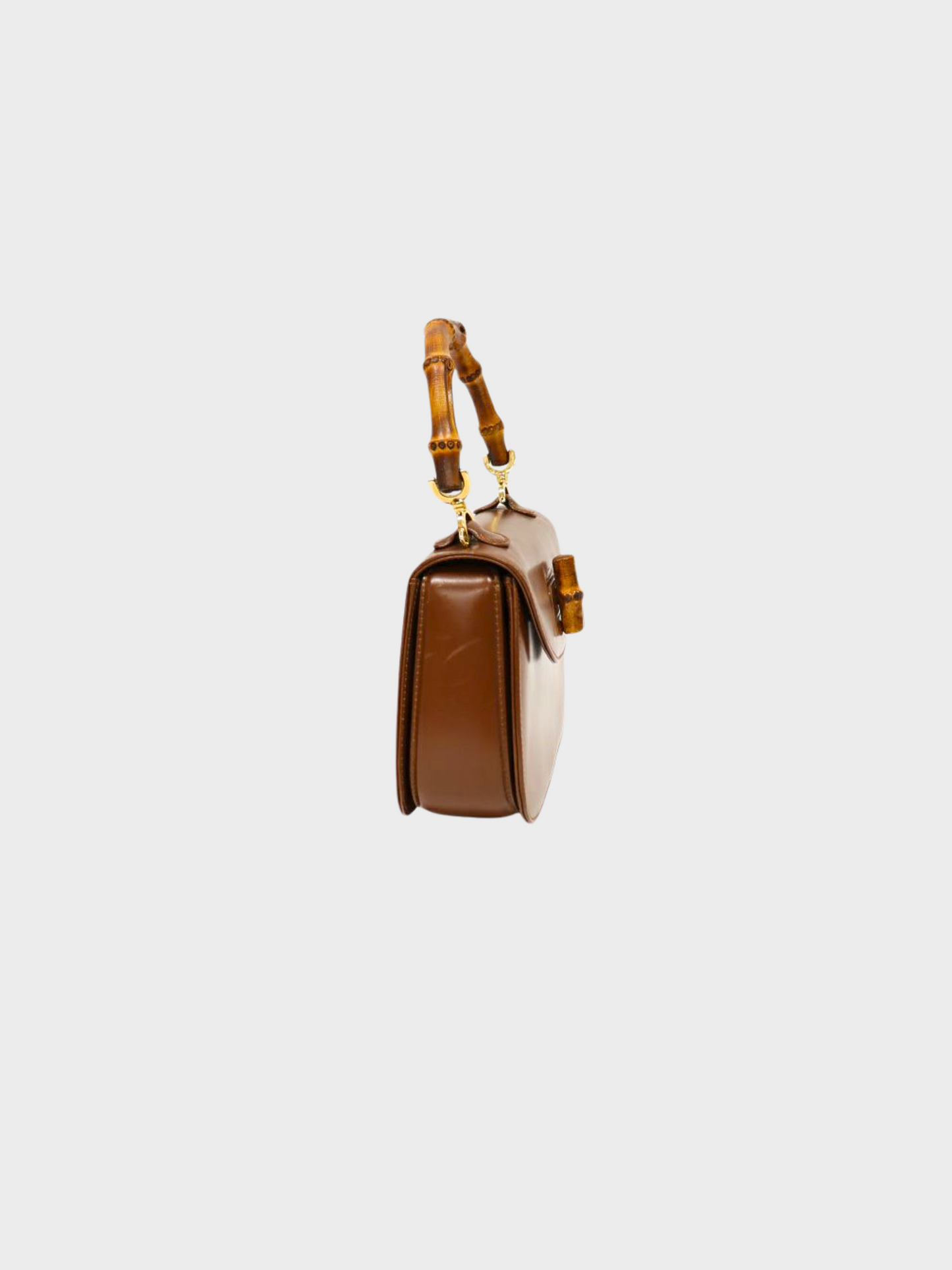 Gucci 1990s Brown Leather Bamboo 1947 Two-Way Bag