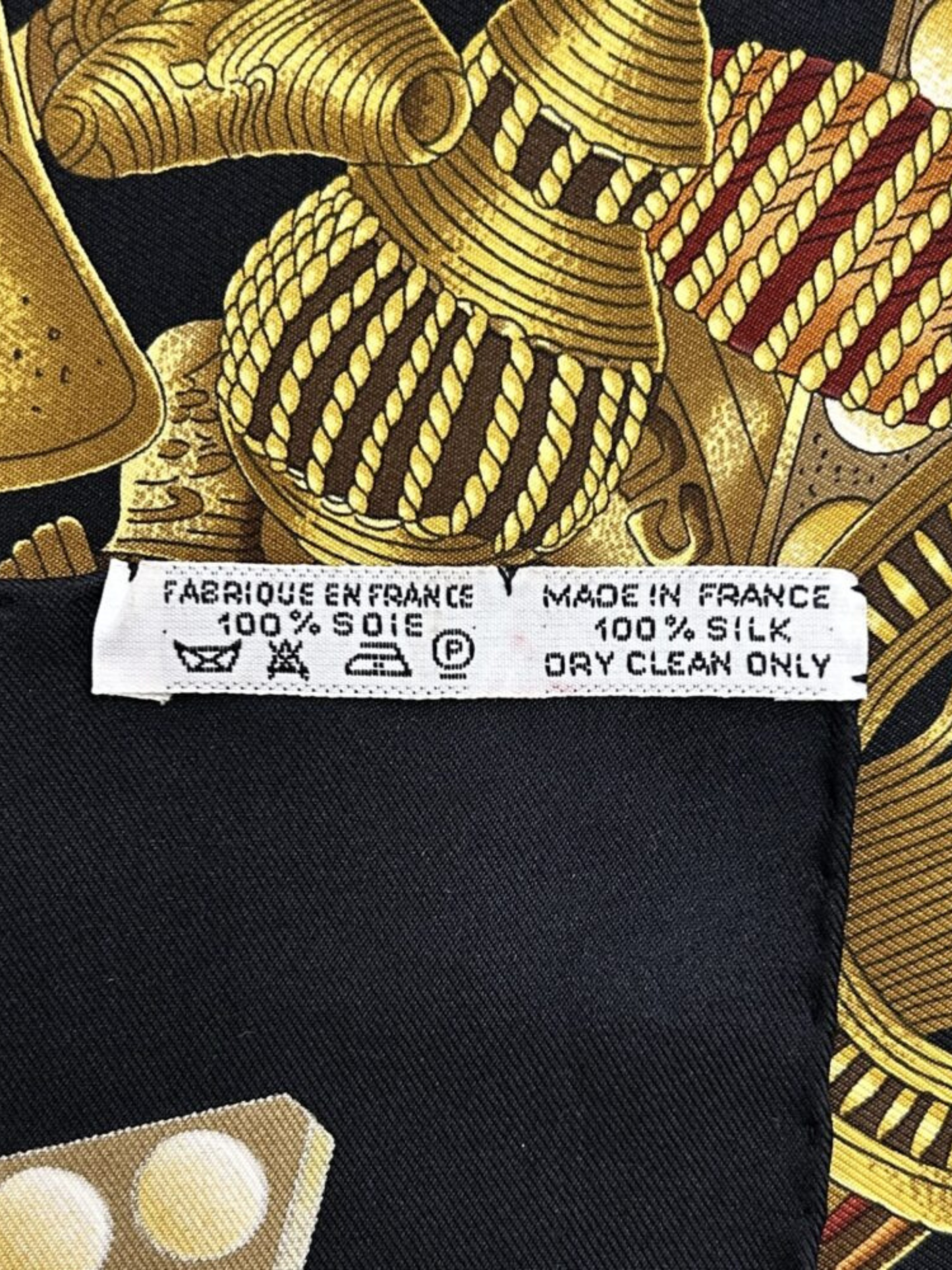 Hermès 2000s Black Gold L’Or des Chefs Silk Scarf