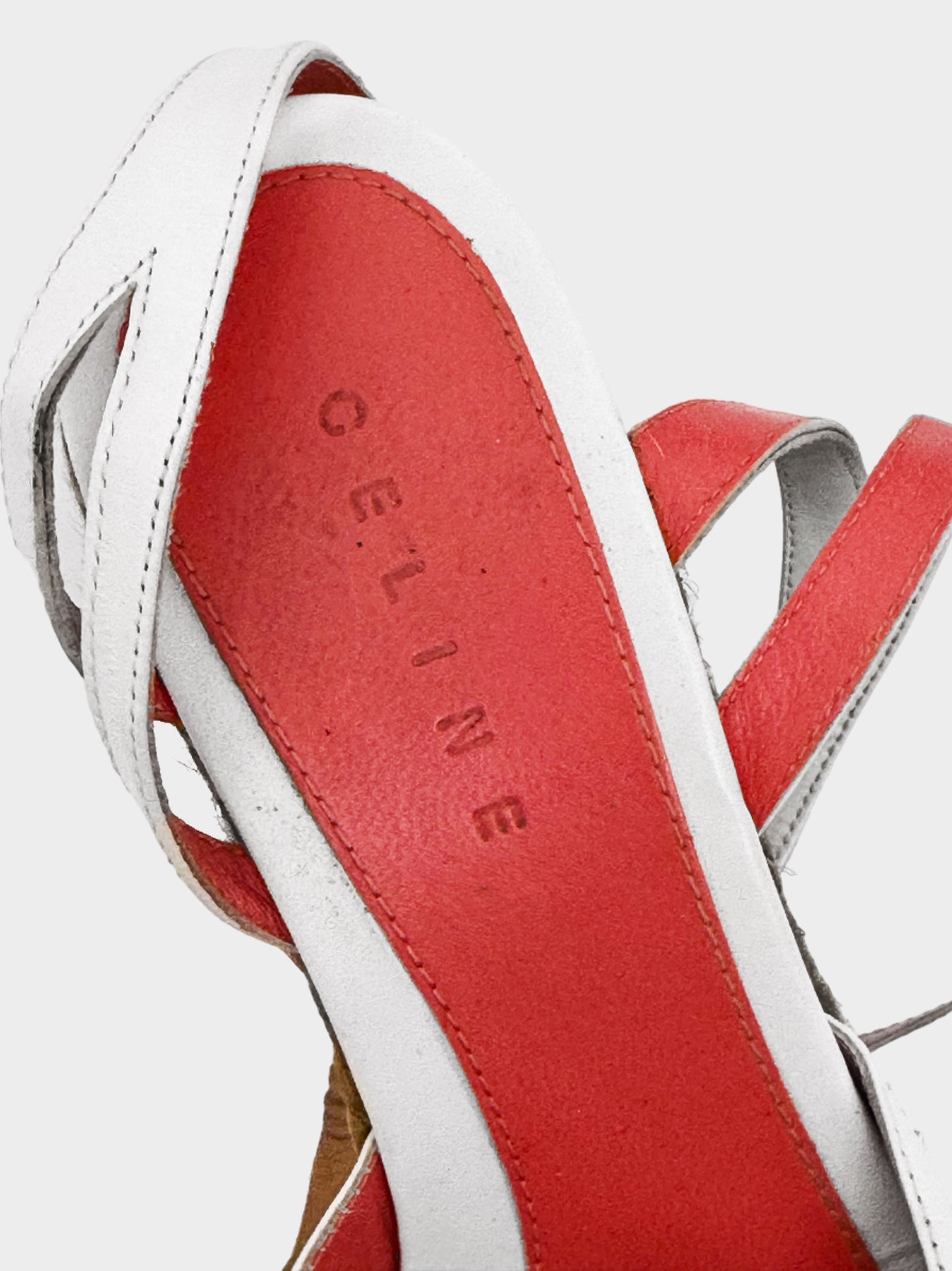 Celine by Michael Kors 2000s White Floral Leather Wedge Heels