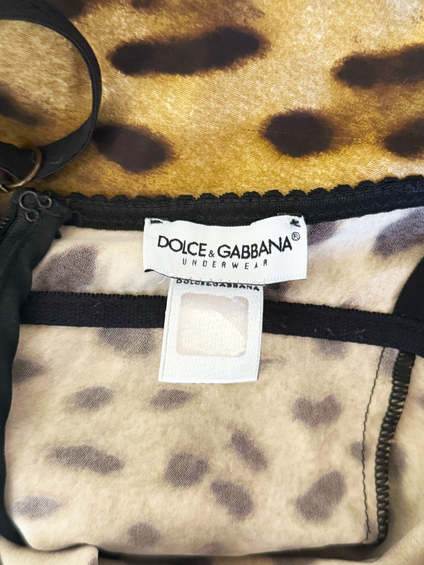 Dolce and Gabbana 2000s Leopard Print Fitted Bustier Dress