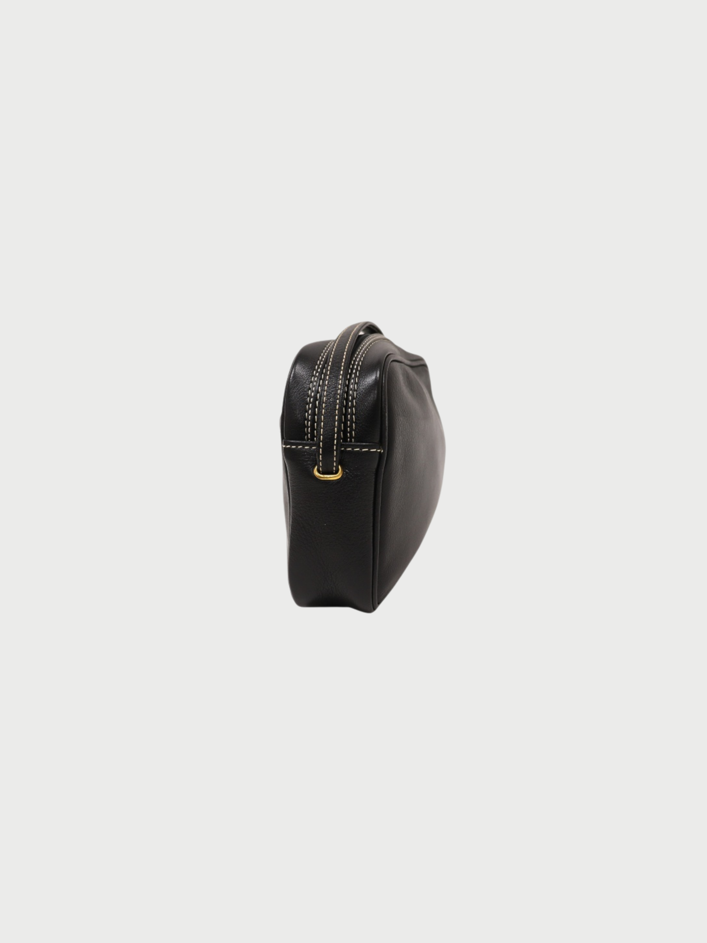 Christian Dior 2000s Black Leather CD Stitch Shoulder Bag