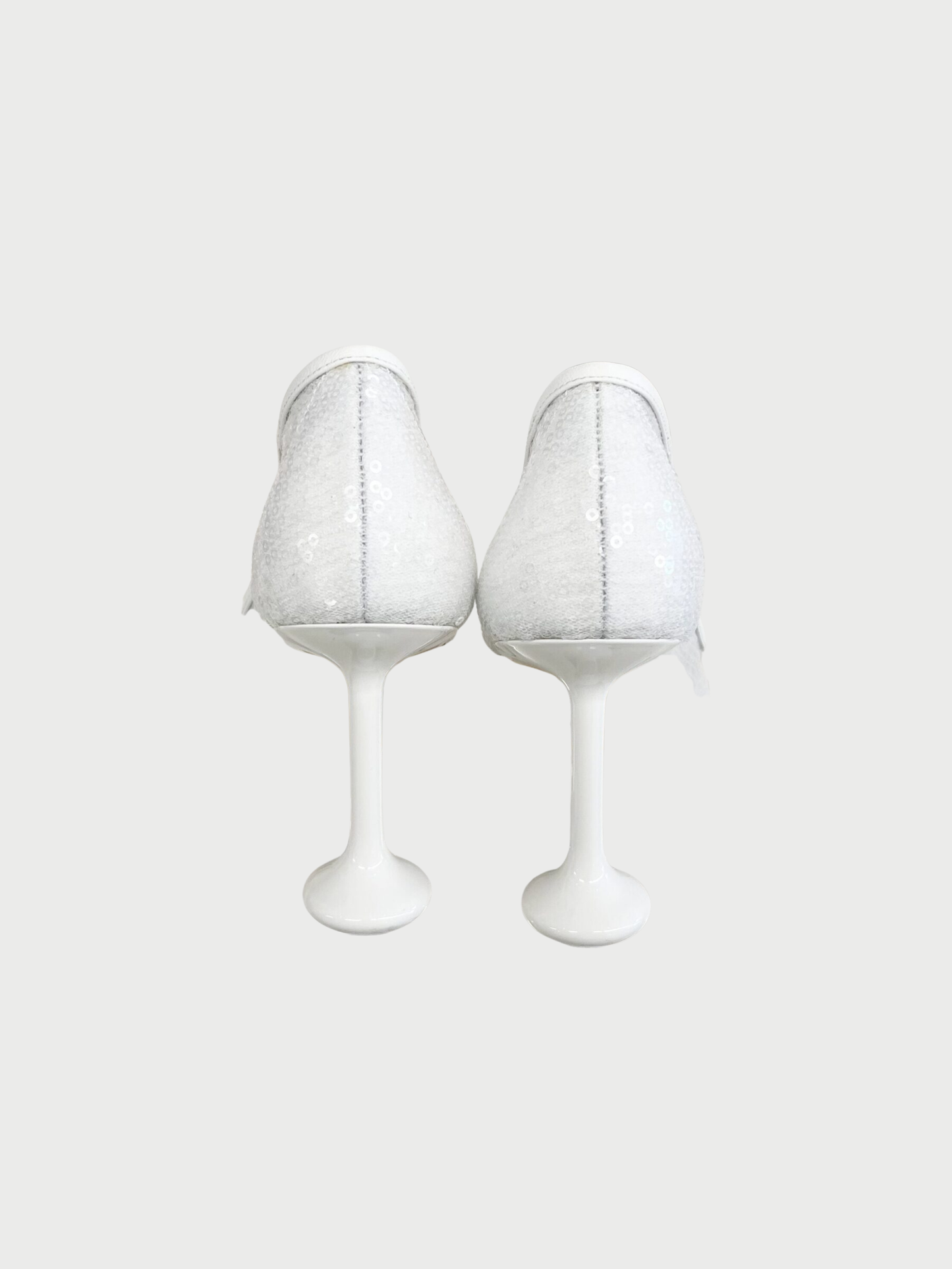 Loewe 2020s White Sequin Mesh Toy Pumps