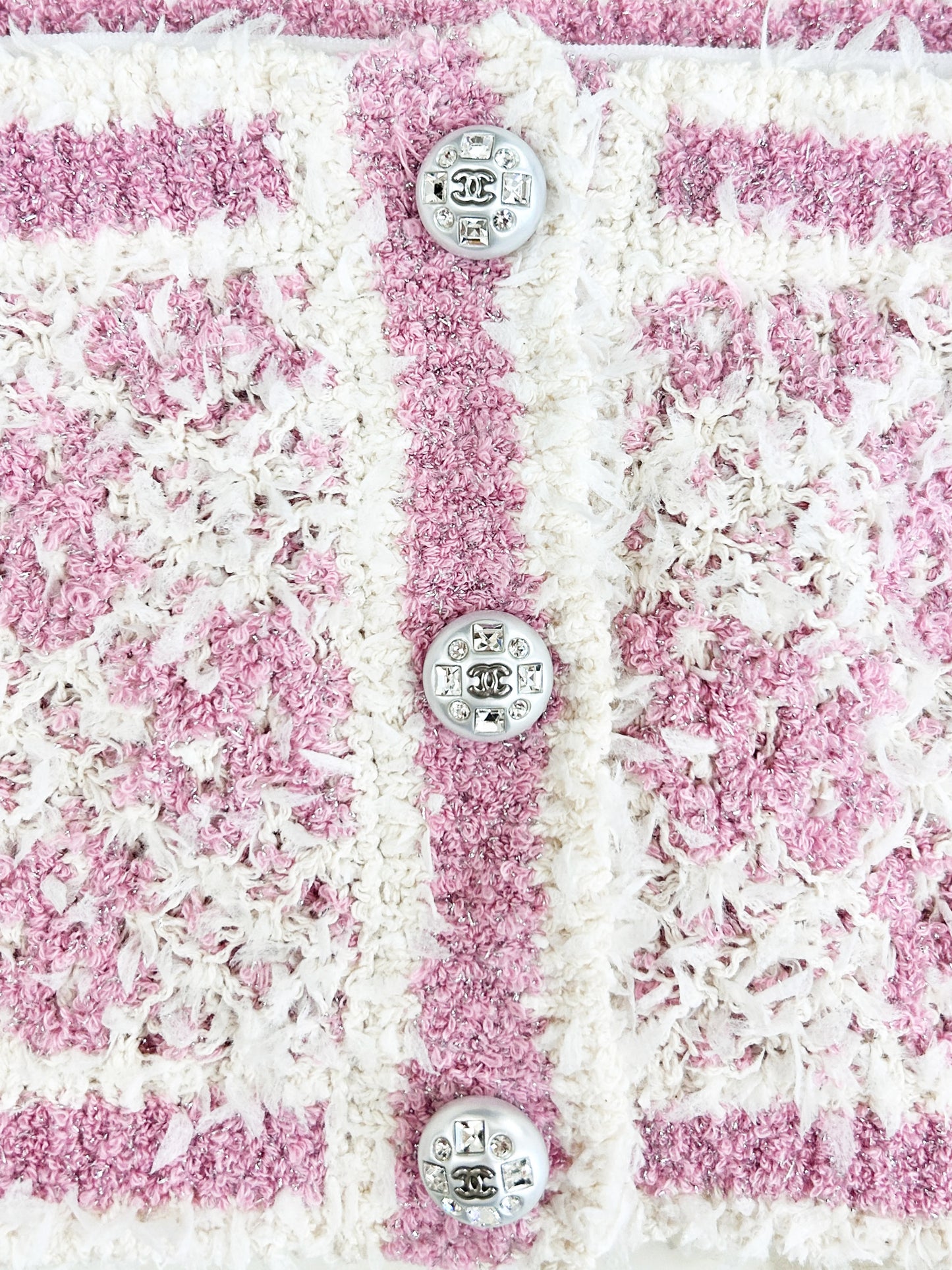 Chanel 2023 Pink and Ecru Knit Bandeau Top