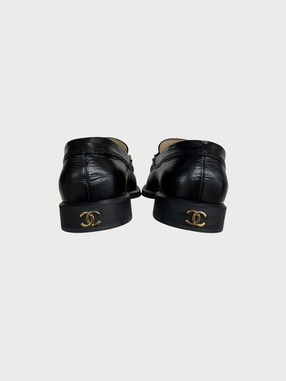 Chanel 2020s Black Calfskin Chain Embellished Loafers
