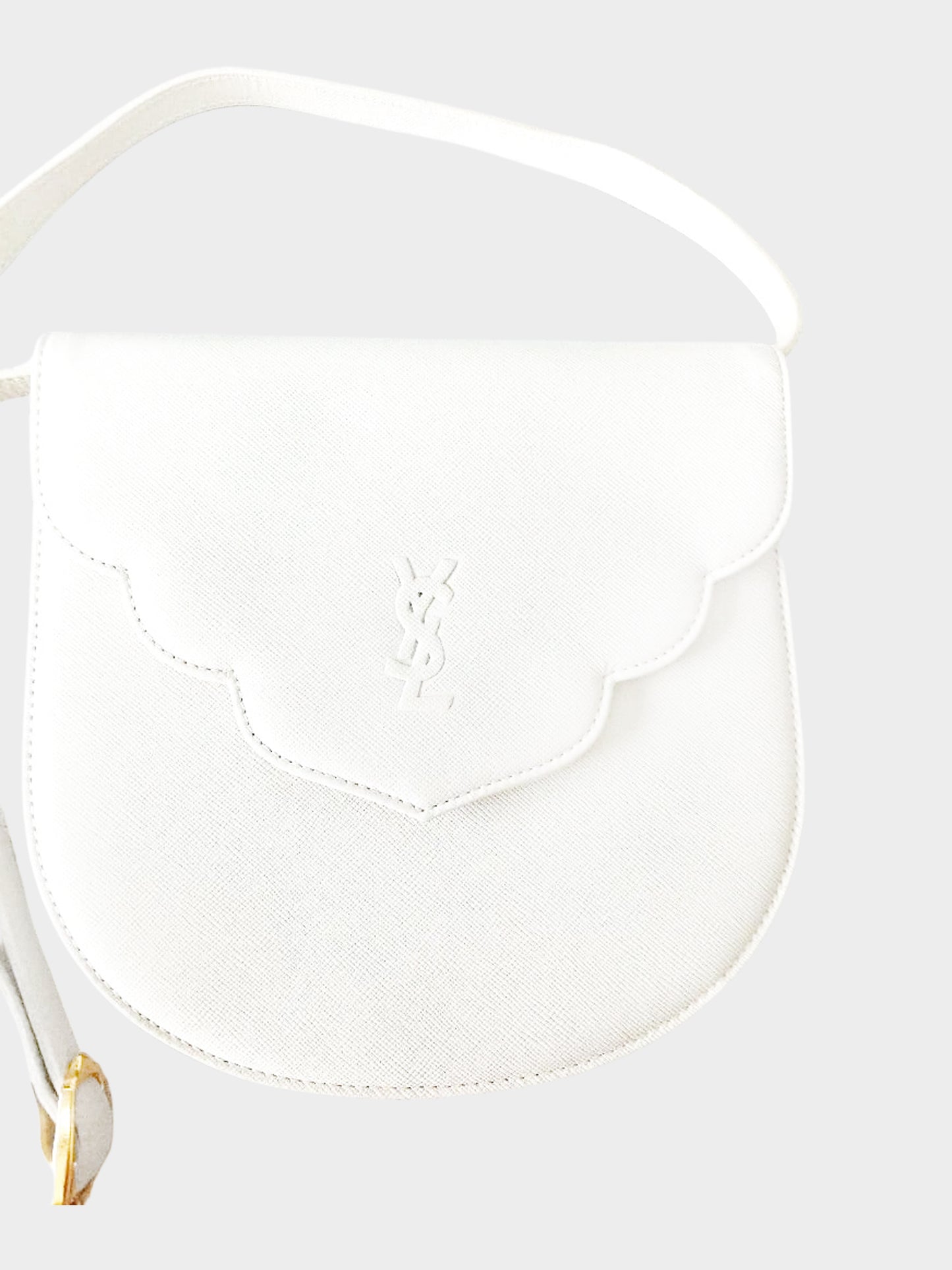 Yves Saint Laurent 2000s Off-White Saffiano Leather Shoulder Bag