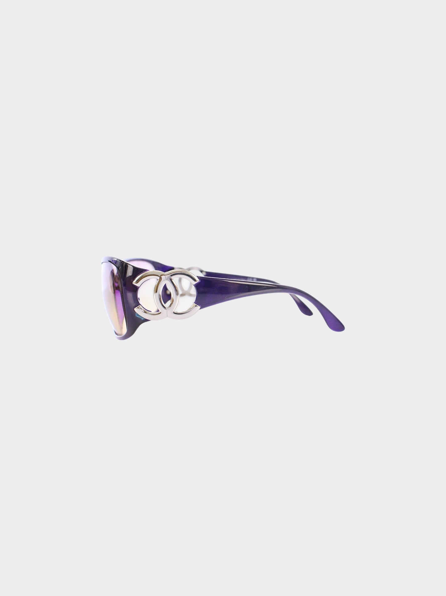 Chanel 2000s Gradient Purple CC Oversized Sunglasses