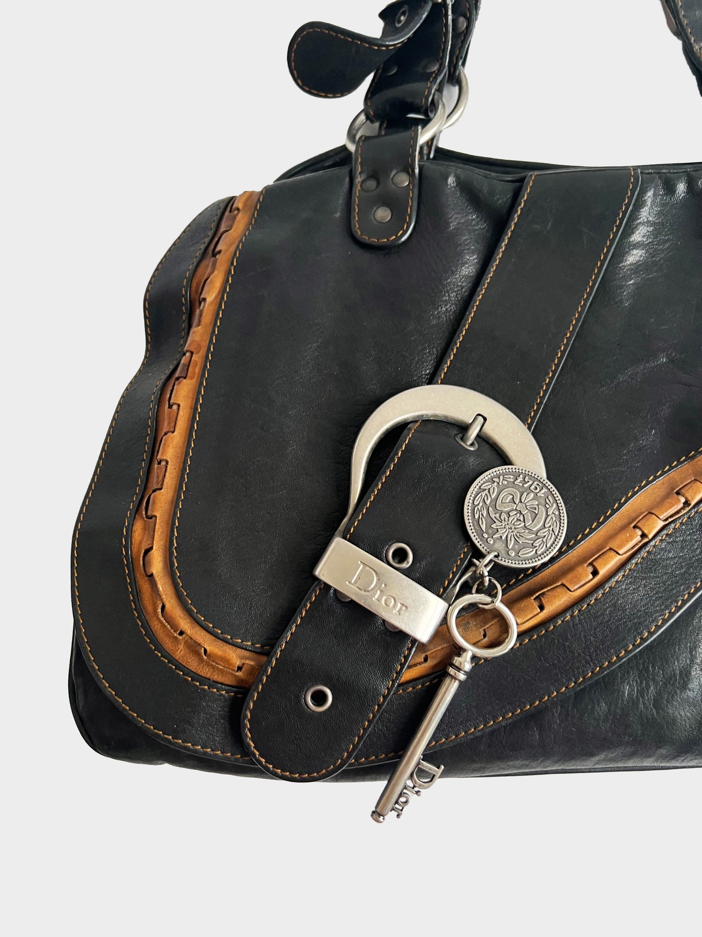 Christian Dior SS 2006 Black Gaucho Shoulder Bag