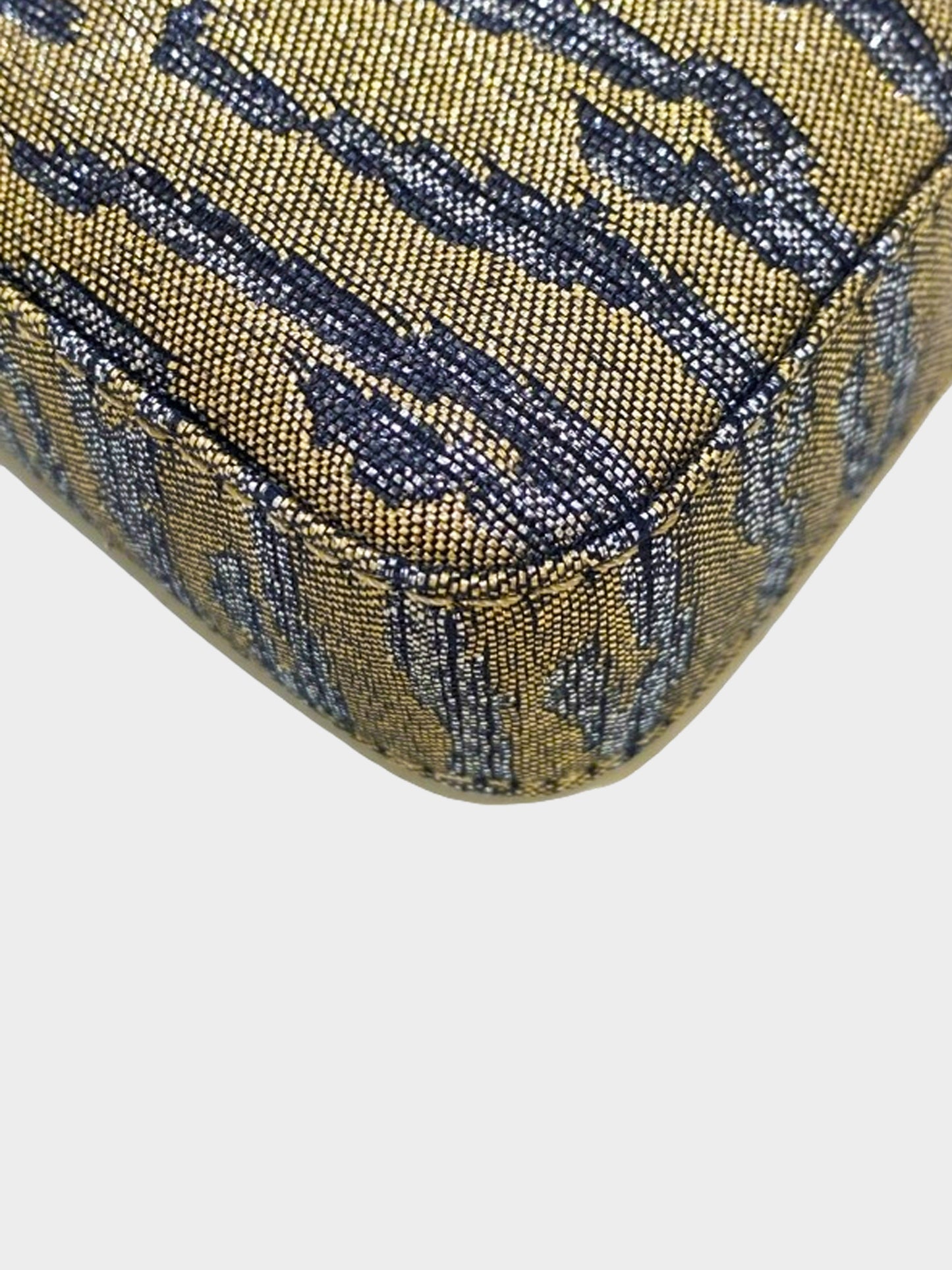 Fendi 2000s Rare Gold and Navy Glitter Tiger Print Mini Bag