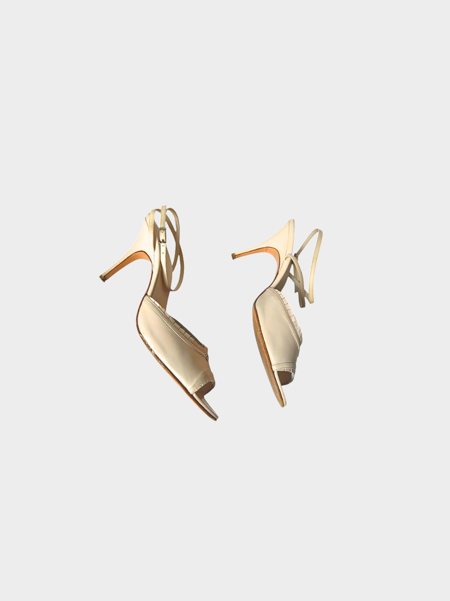 Chanel 2000s Beige Logo Plated Heels