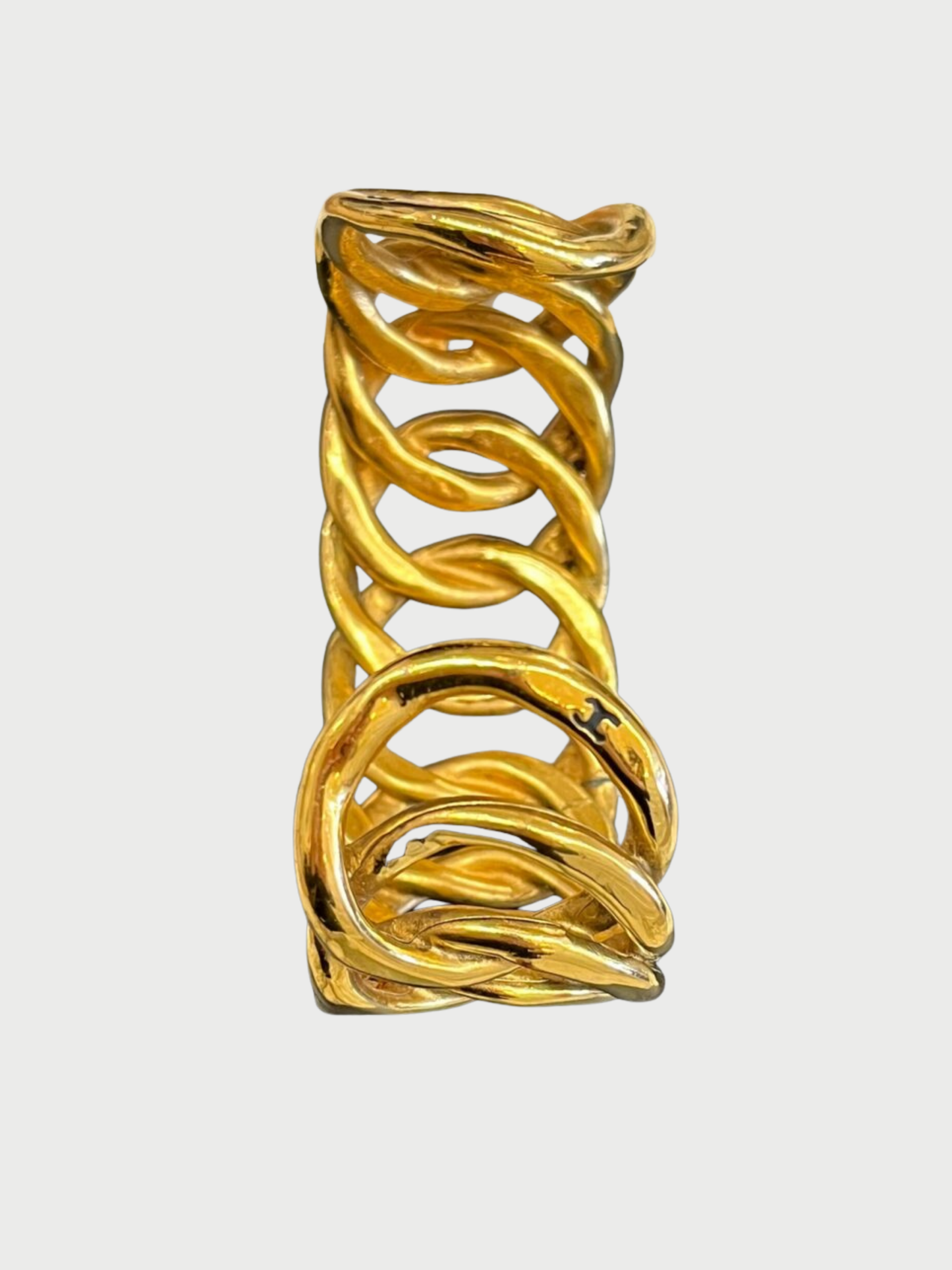 Chanel 1980s Gold Plated Metal Link Cuff Bracelet