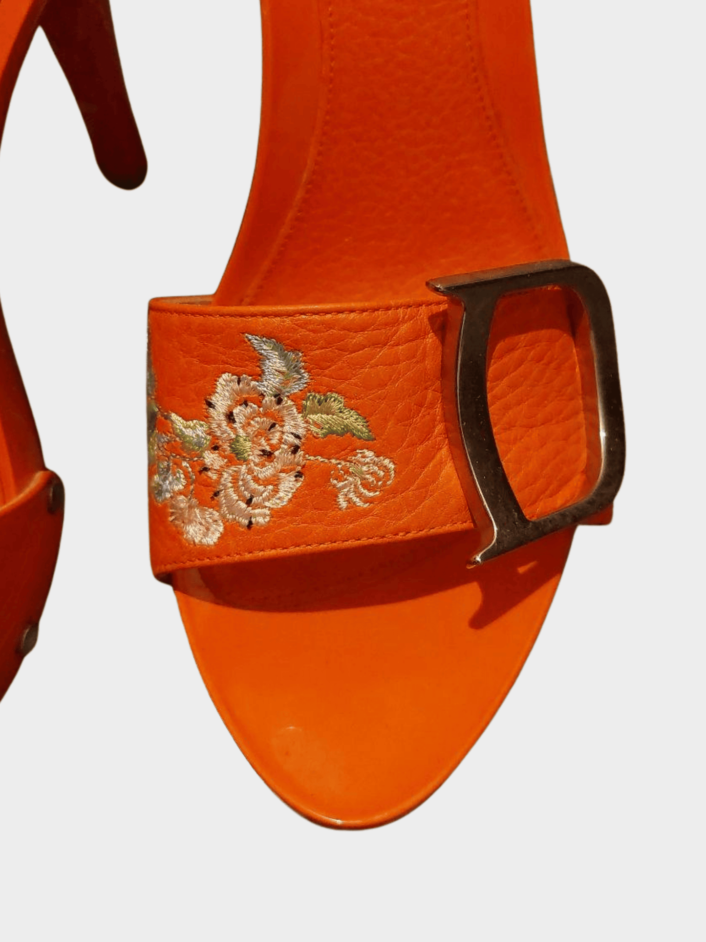 Christian Dior by John Galliano Early 2000s Orange Leather CD Logo Heels