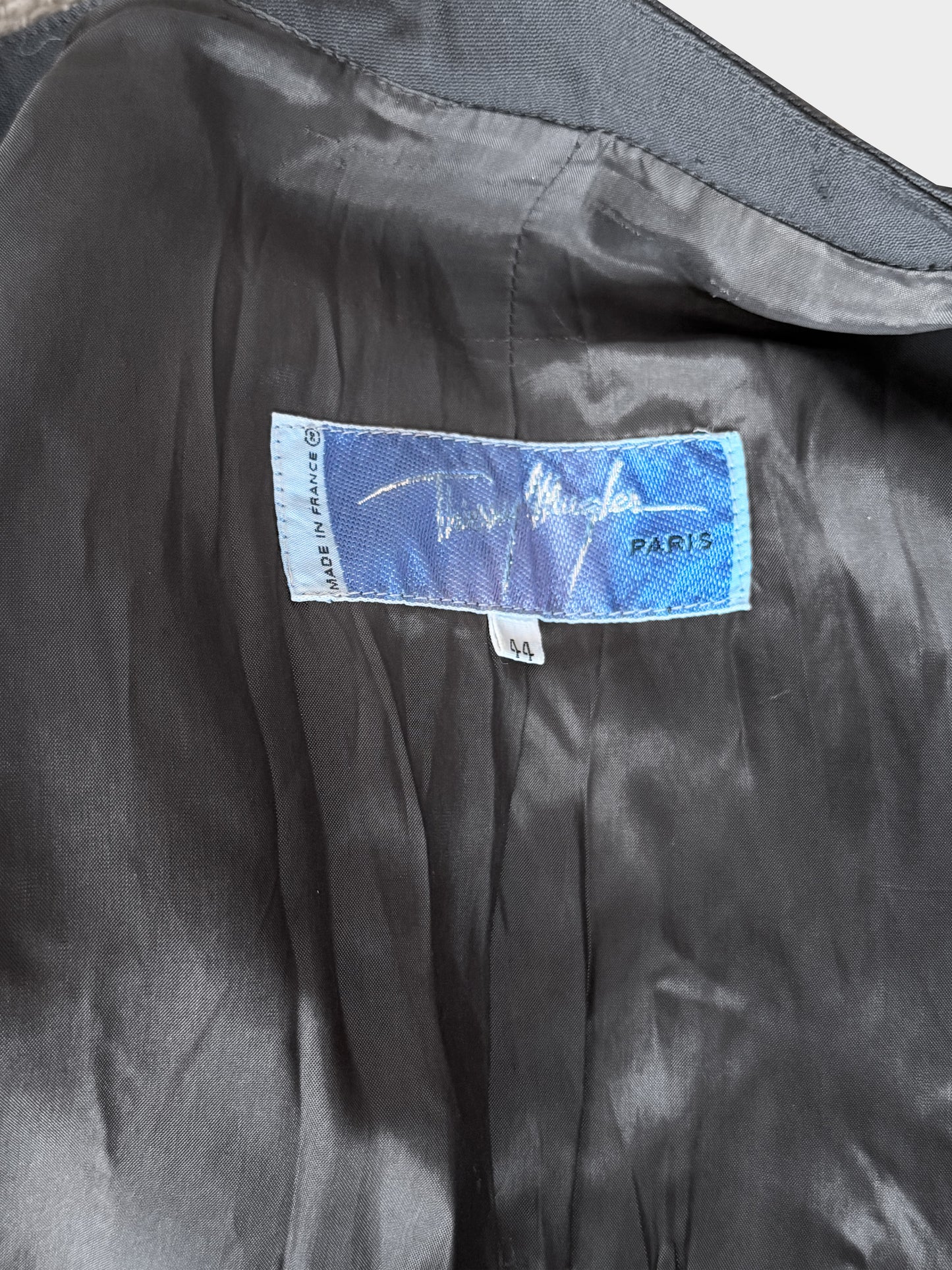 Thierry Mugler 1980s Grey Wool Swarovski-embellished Blazer and Skirt Set