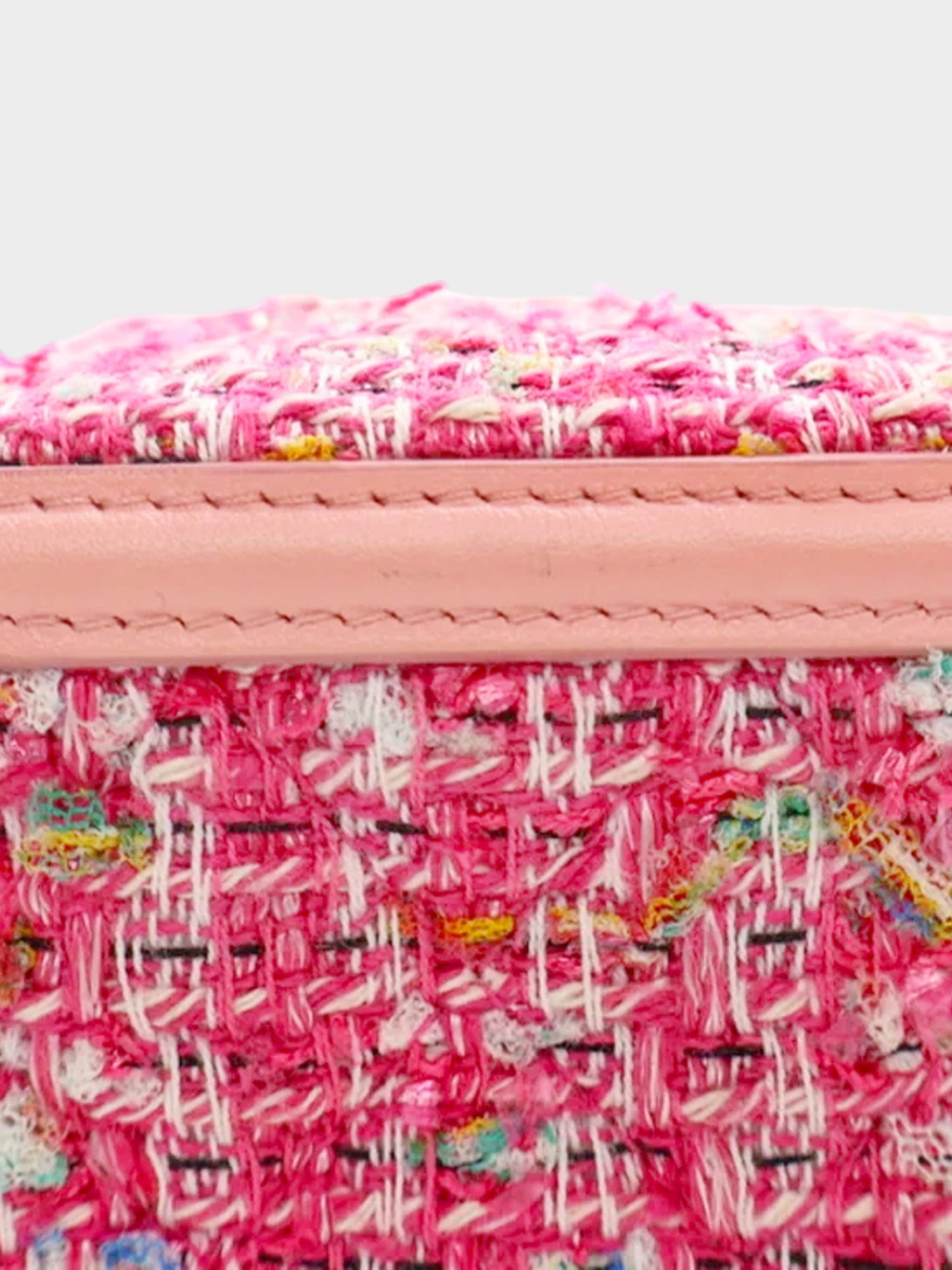 Chanel Mid 2019 Pink Tweed Filigree Mini Vanity Bag