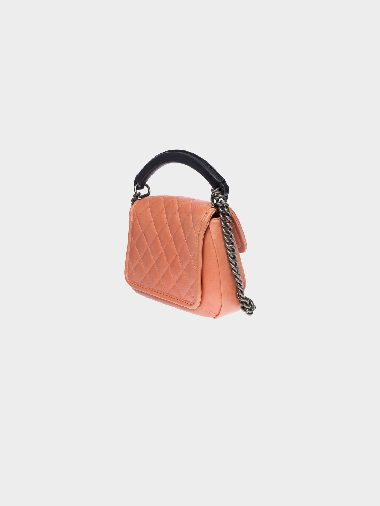 Chanel 2015 Pink Lambskin Prestige Top Handle Flap Bag